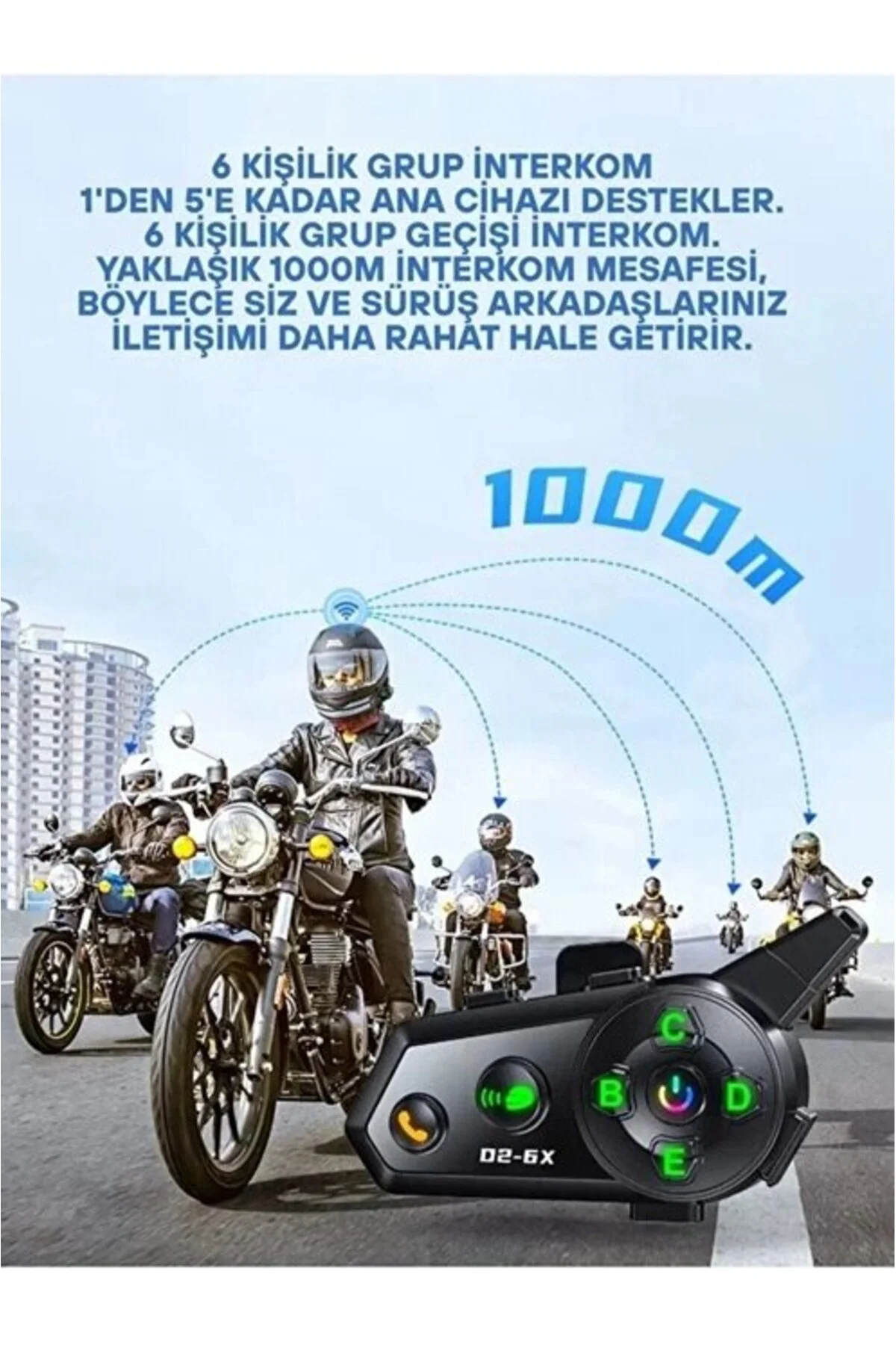 D2-6x 1000m Mesafeli 6 Kanallı İntercom Bluetooth Motosiklet Kask D2-6x 1000m Mesafeli 6 Kanallı İntercom Bluetooth Motosiklet Kask