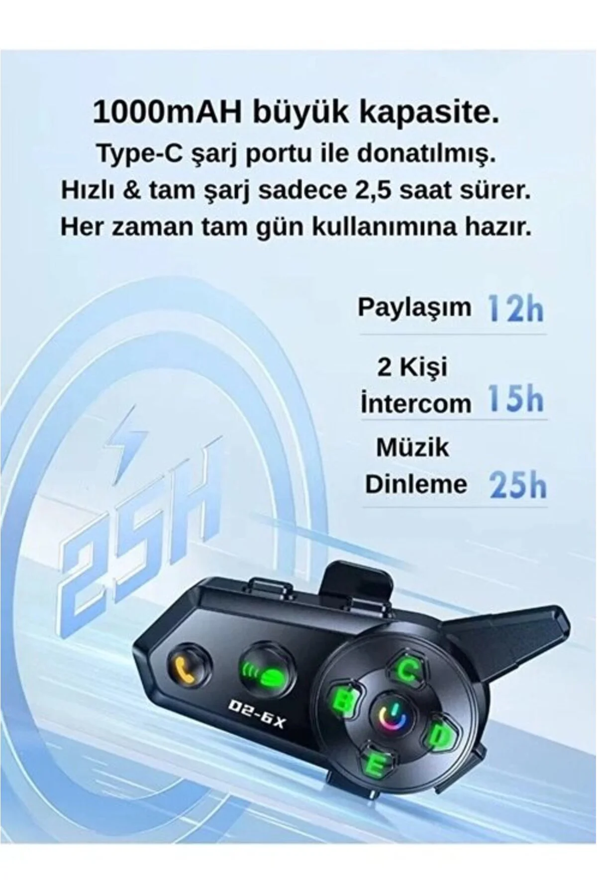 D2-6x 1000m Mesafeli 6 Kanallı İntercom Bluetooth Motosiklet Kask D2-6x 1000m Mesafeli 6 Kanallı İntercom Bluetooth Motosiklet Kask