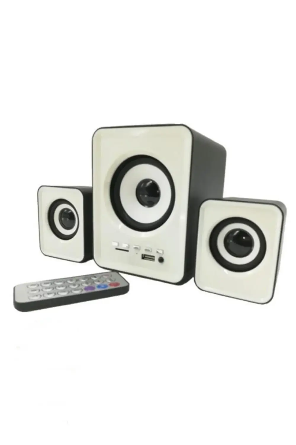 D23 Beyaz Bluetooth Hoparlör - 3.5mm Kablolu Bilgisayar Hoparlörü