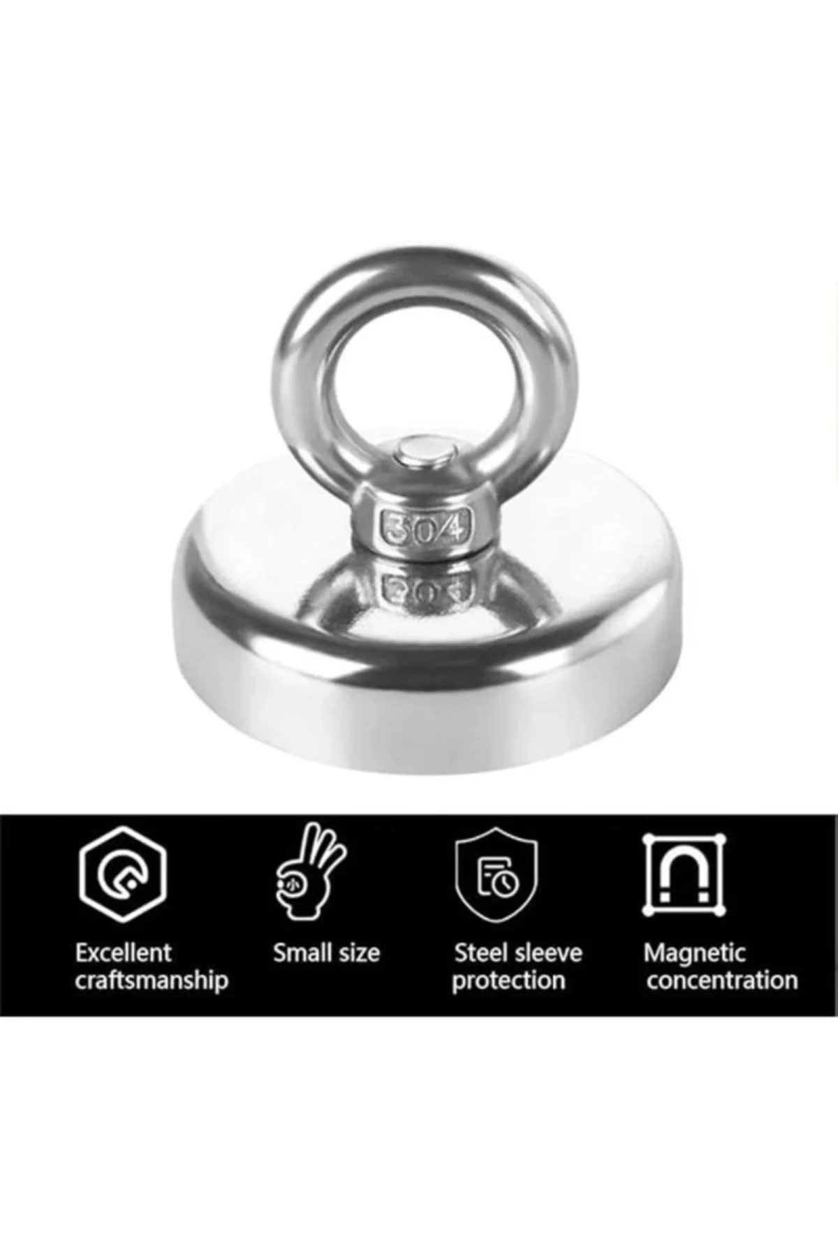 D25 19kg Fishing Magnet 25mm Askılı Güçlü Neodyum Mıknatıs