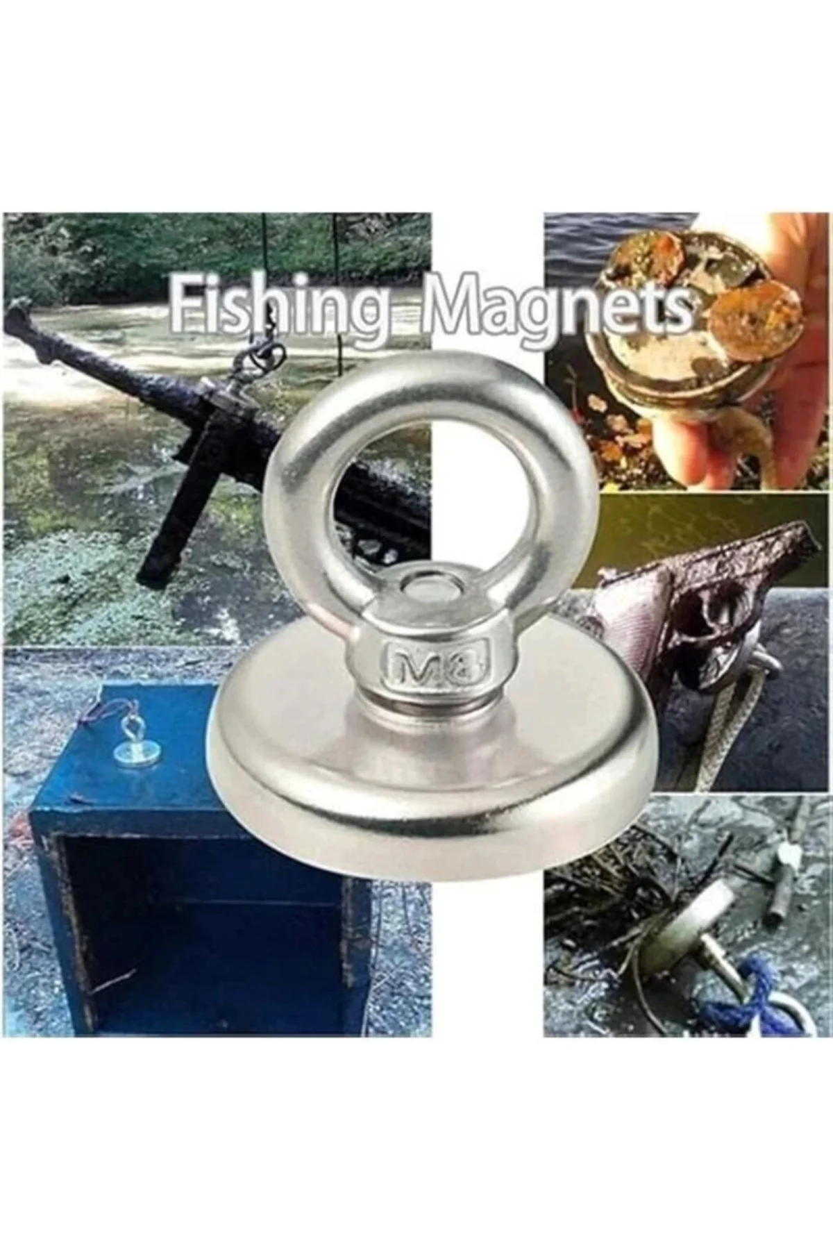 D48 Güçlü Neodyum Mıknatıs 48mm 75kg Askılı Fishing Salvage Magnet