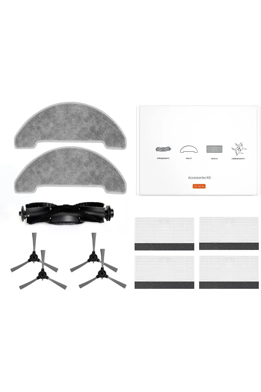 D5s Pro Aksesuar Kiti, 11 Parça (4 Yan fırça + 4 HEPA filtre + 2