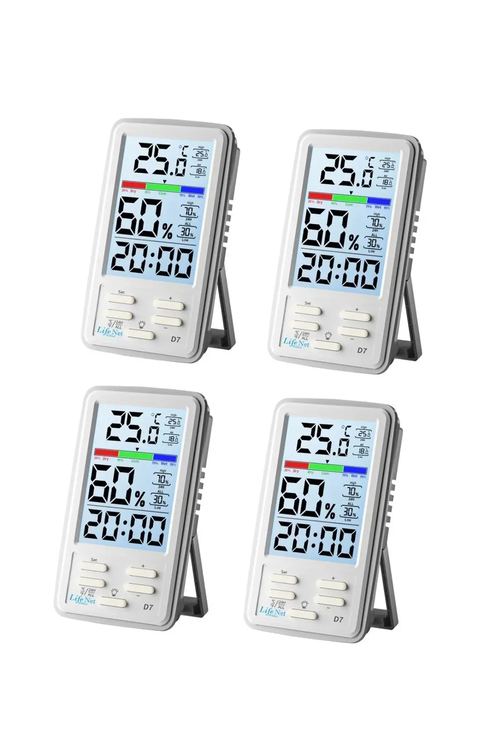 D7 Mini İç Mekan Dijital Isı ve Nem Ölçer Termometre 4 Adet