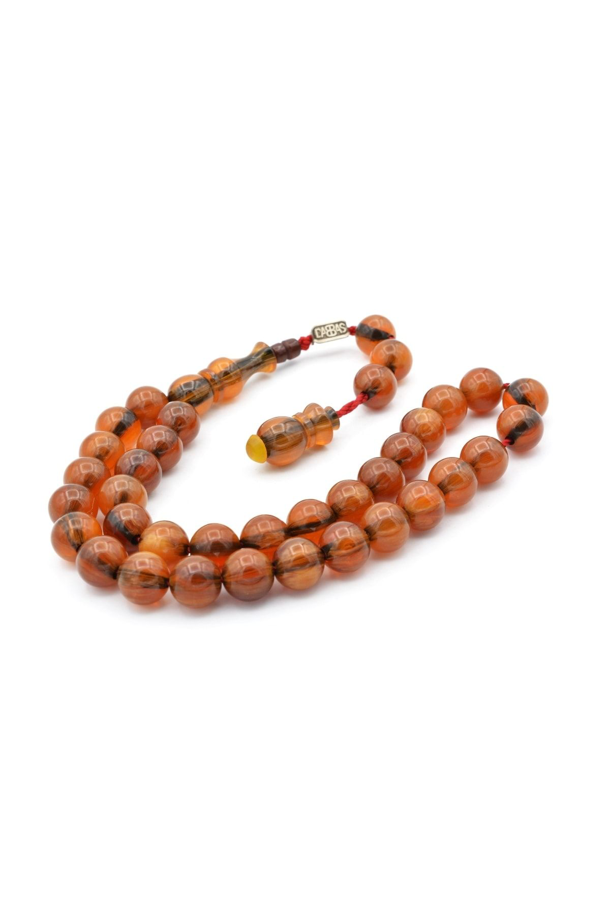 Murty99 Dabbas Usta İmzalı Küre Kesim Hareli Turuncu Sıkma Kehribar Tesbih 001