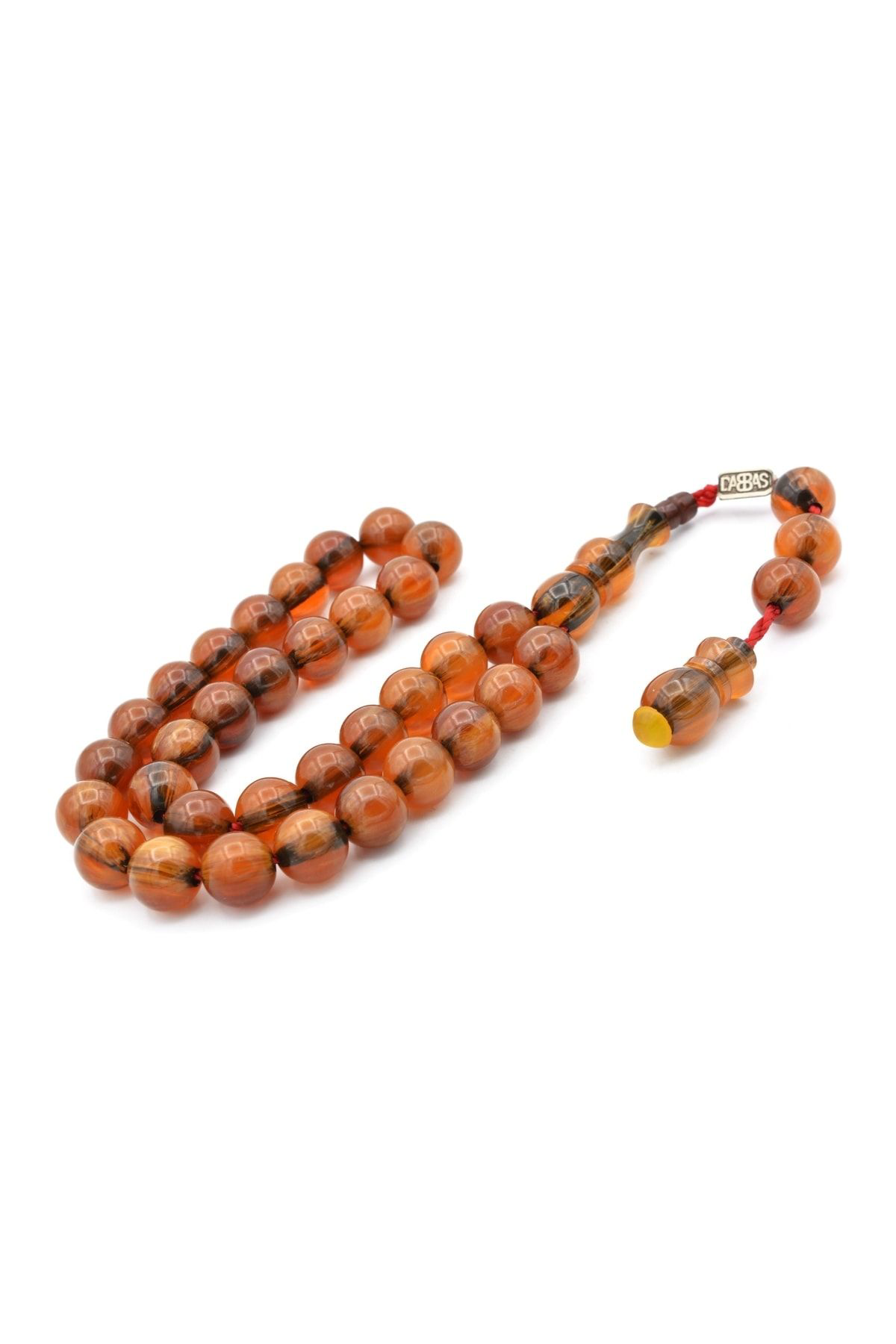 Murty99 Dabbas Usta İmzalı Küre Kesim Hareli Turuncu Sıkma Kehribar Tesbih 001