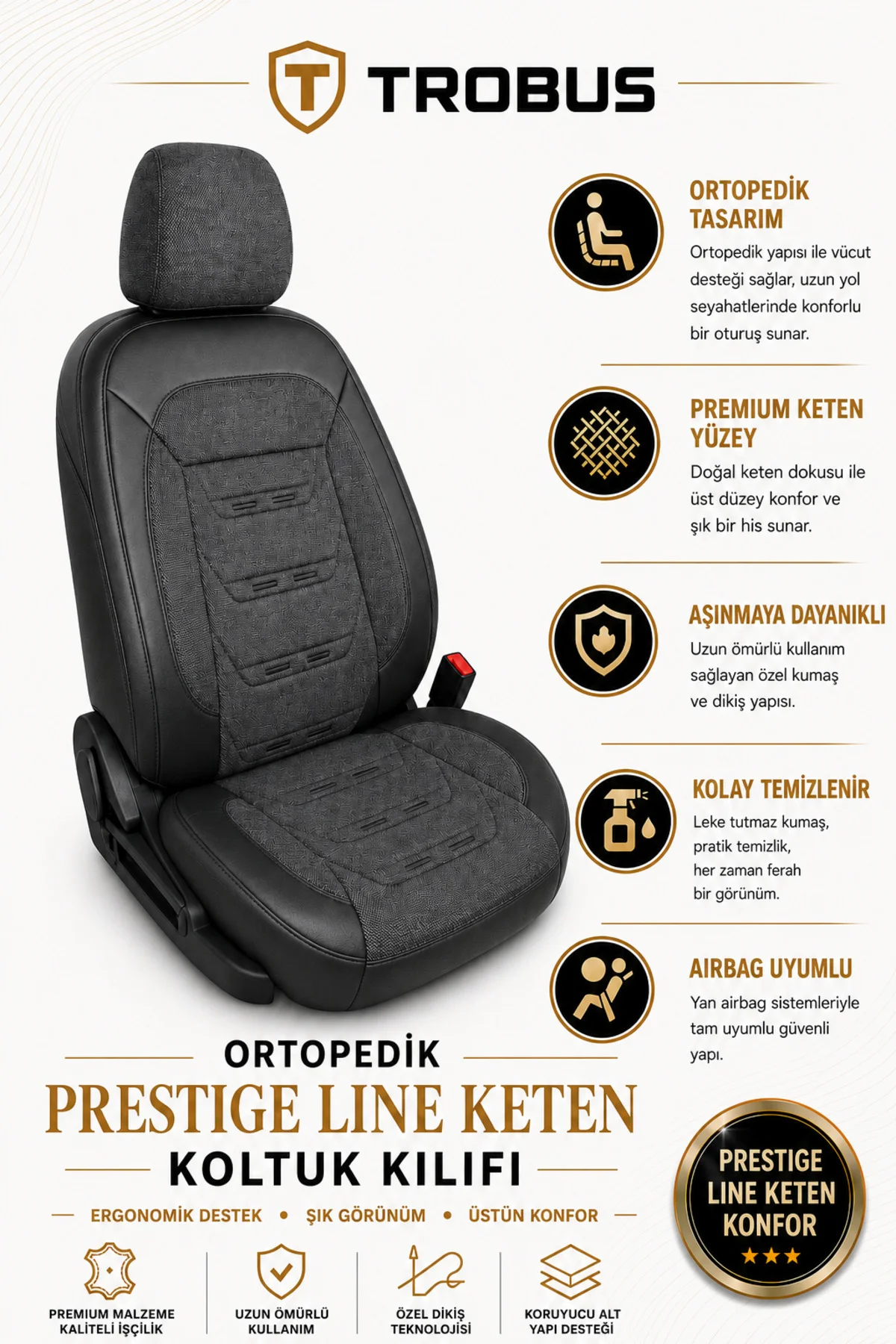 Dacia Dokker 2013-2015 Uyumlu Prestige Line Keten Serisi Oto Koltuk Kılıfı Siyah Fiyatı, Yorumları ve Özellikleri