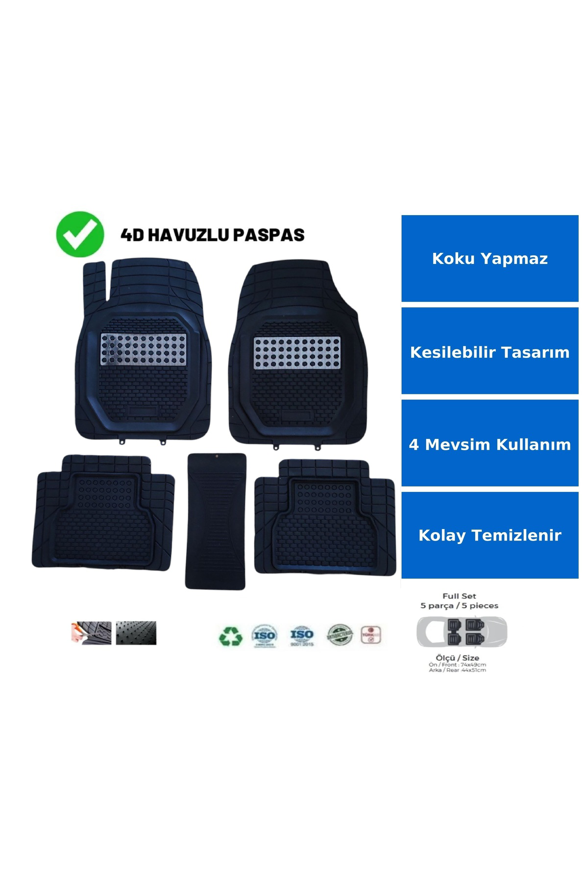 Rptech Dacia Dokker 2020 Uyumlu Havuzlu Üniversal Yeni Nesil Plus Paspas