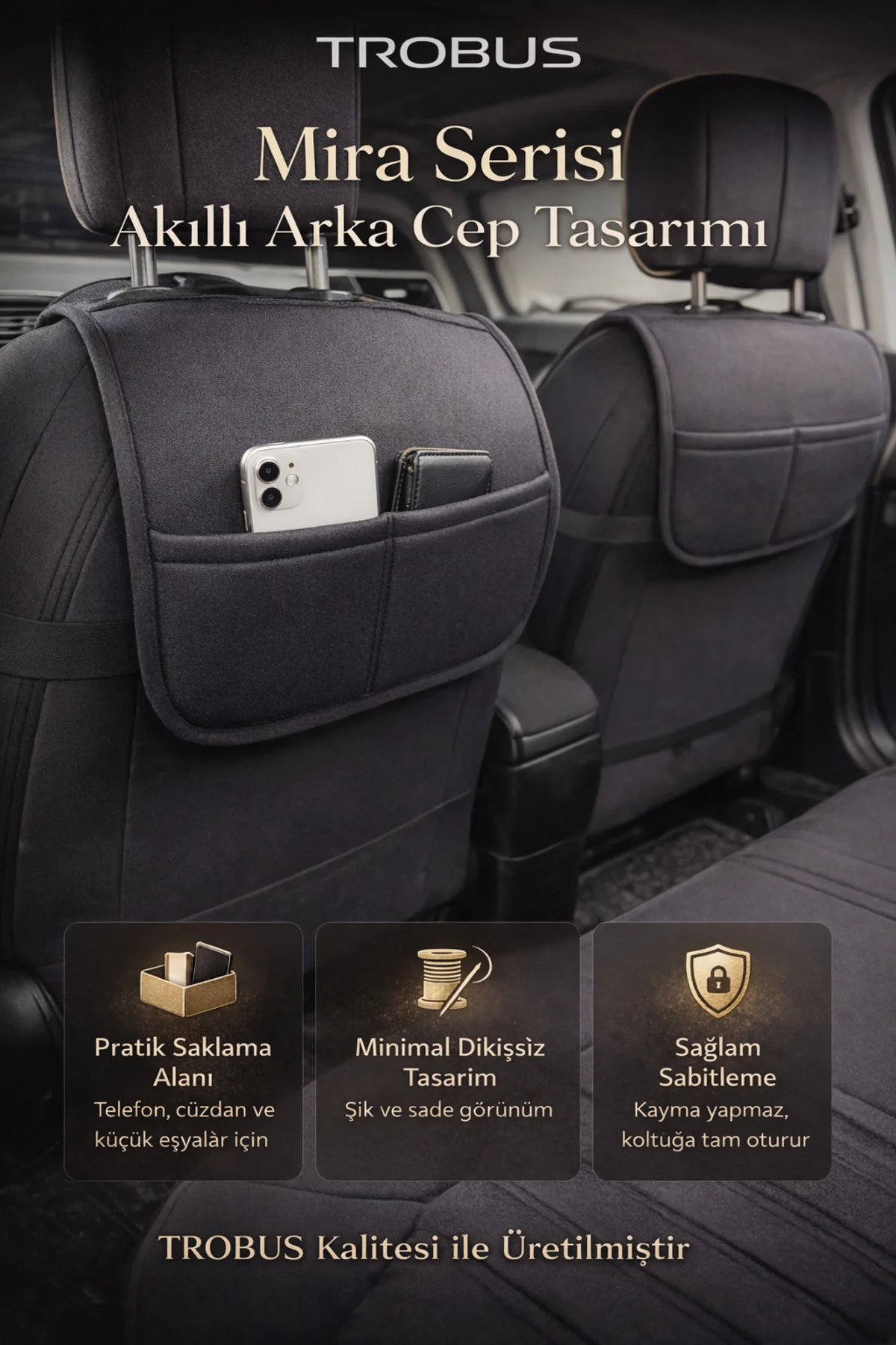 Dacia Dokker Combi 2012-2021 Uyumlu Mira Serisi Gri 5'li Oto Koltuk Minderi