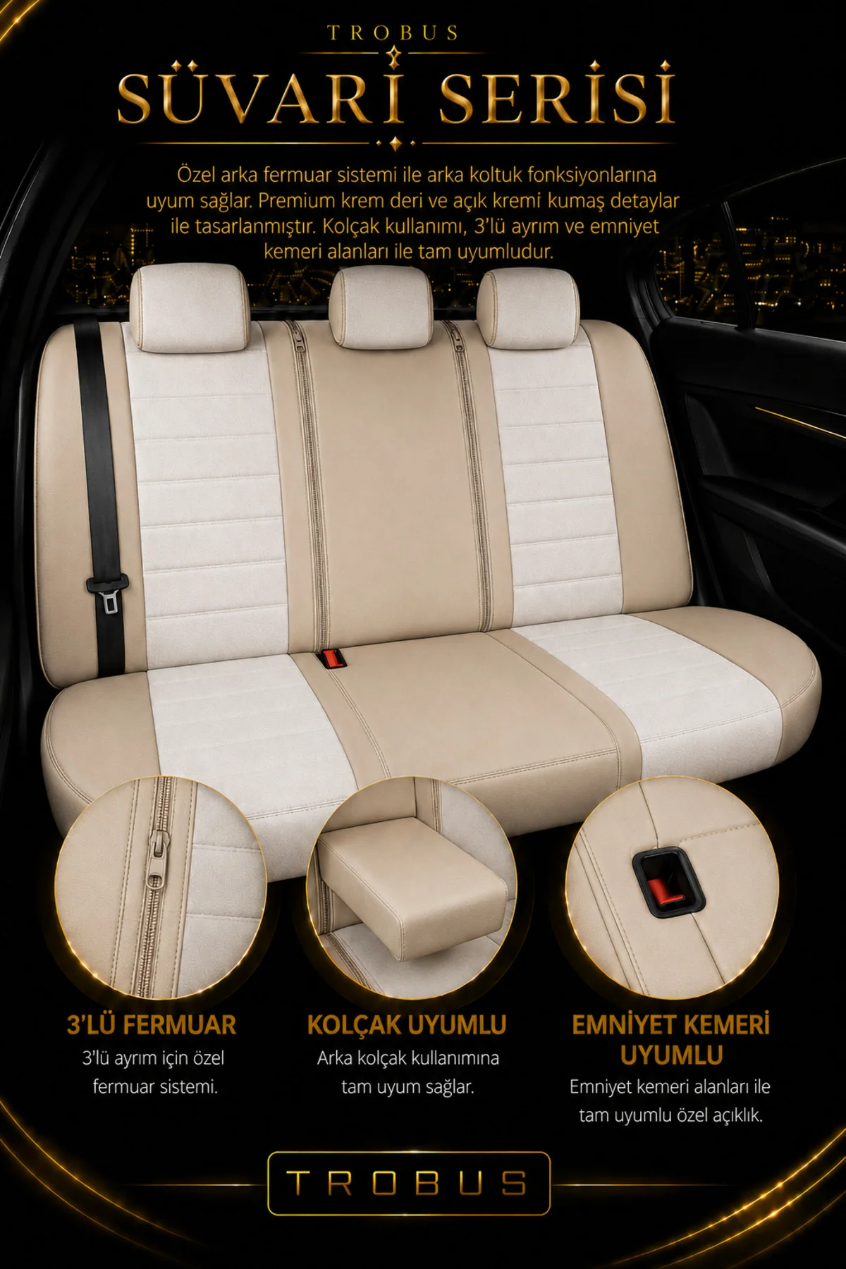 Dacia Dokker Combi 2012-2021 Uyumlu Süvari Serisi Bej Premium Tay Tüyü Koltuk Kılıfı Fiyatı, Yorumları ve Özellikleri