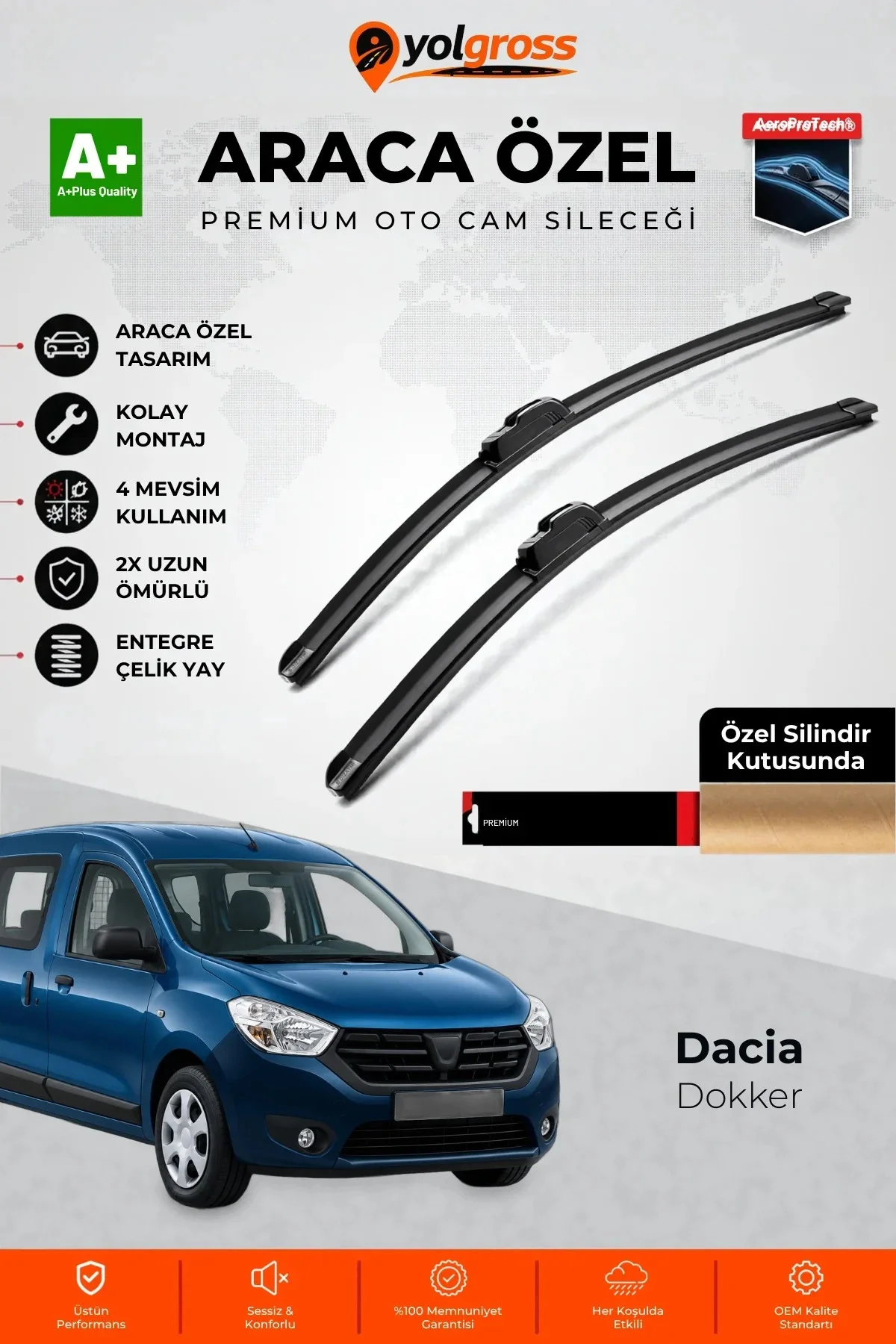 Dacia Dokker Ön Cam Silecek Seti 2015-2018 Premium Araca Özel 55-40 Cm A+ Kalite Dacia Dokker Ön Cam Silecek Seti 2015-2018 Premium Araca Özel 55-40 Cm A+ Kalite