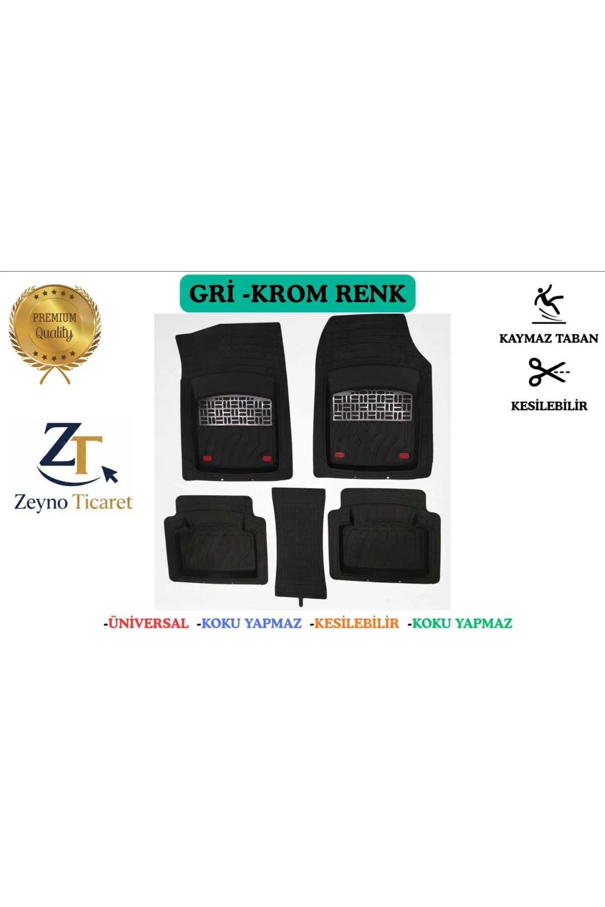 Dacia Duster 2 WD (4x4) 2016 Uyumlu 4 Cm Derin Havuzlu 3D Universal Oto Paspas Siyah-Gri