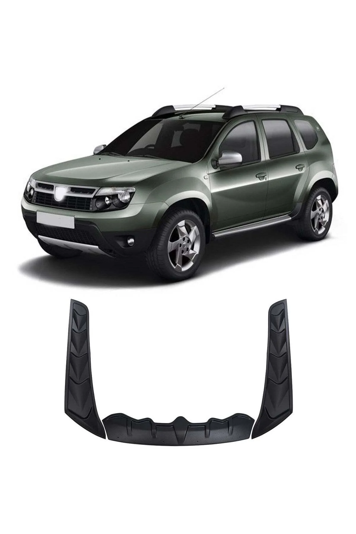 Dacia Duster 2010-2017 Uyumlu Dragon Pack Kaput Koruma 3 Parça ABS Mat Siyah - Görsel 3
