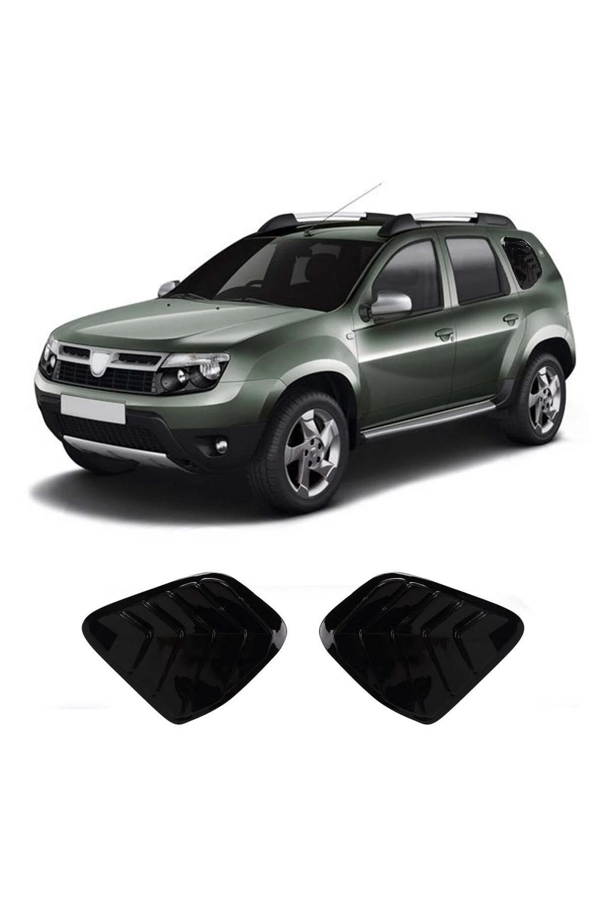 Dacia Duster 2010-2017 Uyumlu Arka Yan Cam Kelebek Kaplaması 2 Parça ABS Siyah - Görsel 2