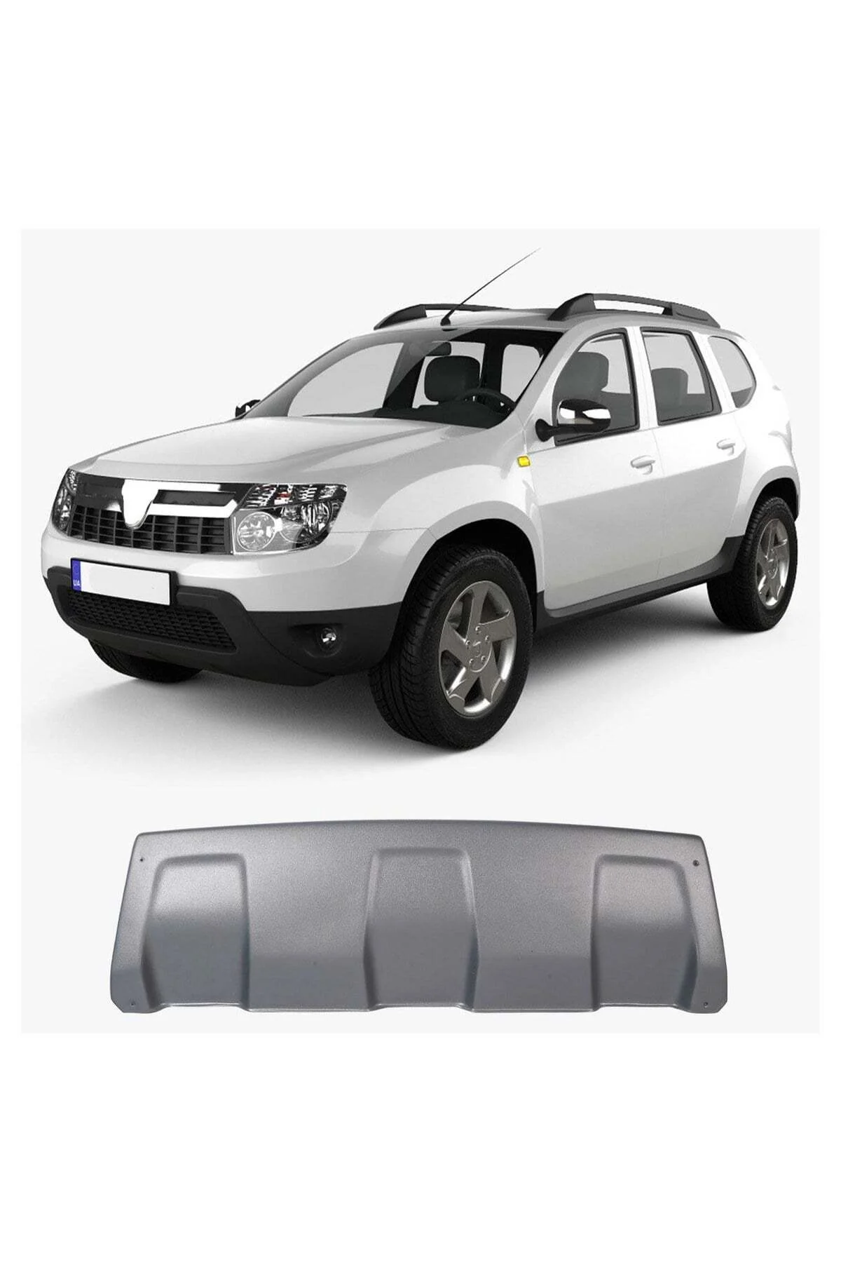Dacia Duster 2010-2017 Uyumlu Ön Tampon Difüzörü 1 Parça ABS Gri - Görsel 3