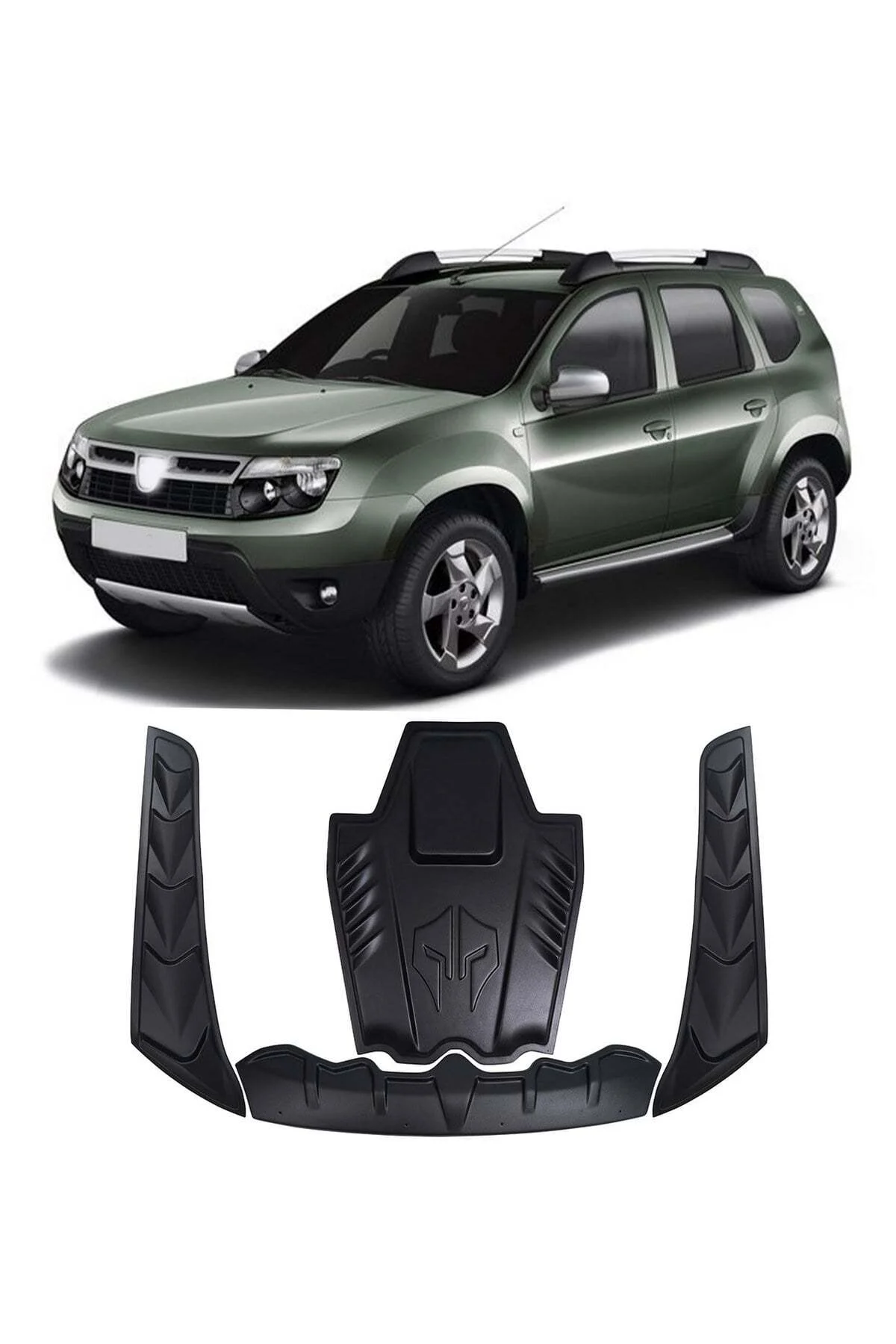 Dacia Duster 2010-2017 Uyumlu Kaput Scoop ve Dragon Kaput Koruma Seti 4 Parça ABS Mat Siyah - Görsel 3