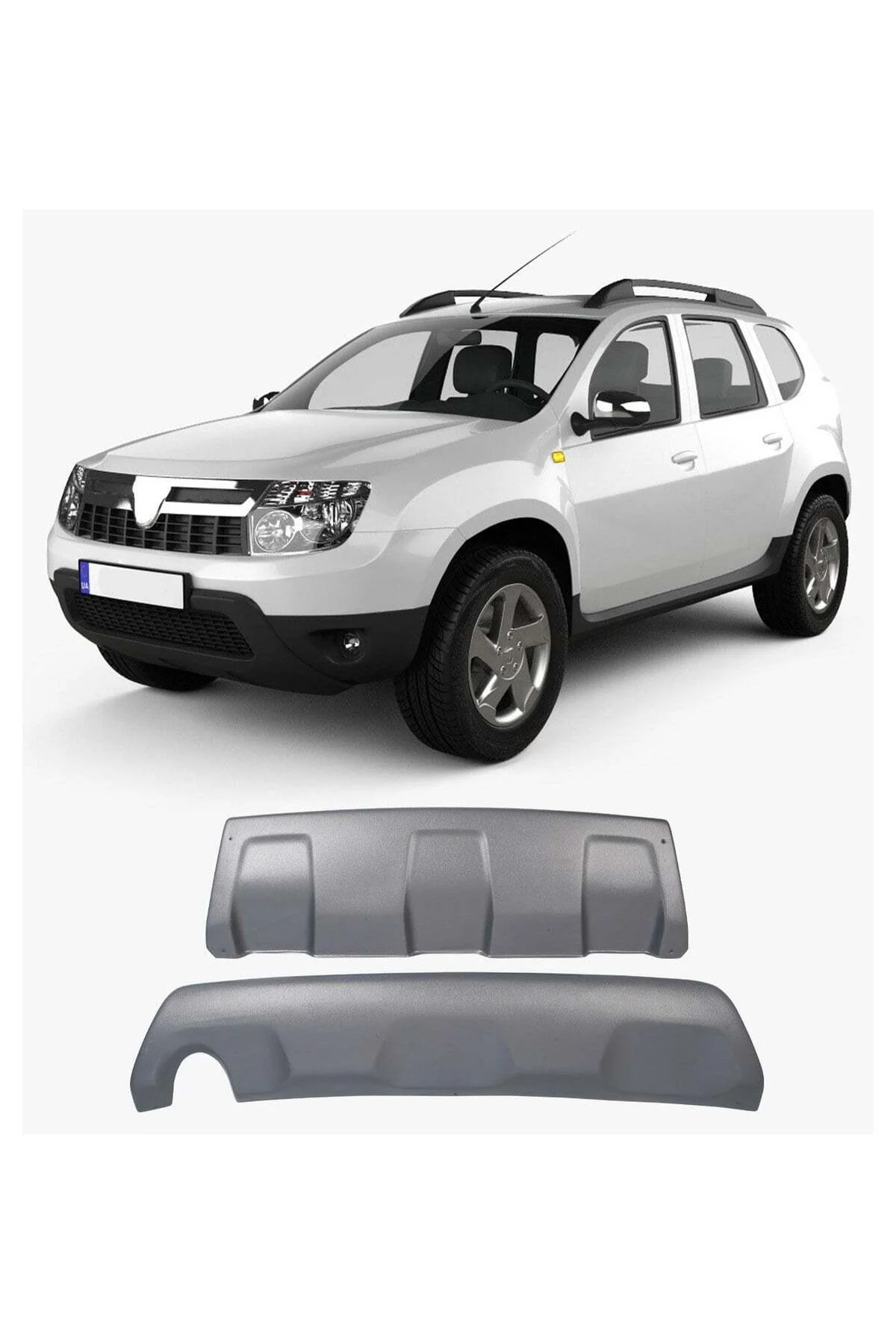 Dacia Duster 2010-2017 Park Sensörlü Uyumlu Ön ve Arka Difüzör Seti 2 Parça ABS Gri Dacia Duster 2010-2017 Park Sensörlü Uyumlu Ön ve Arka Difüzör Seti 2 Parça ABS Gri