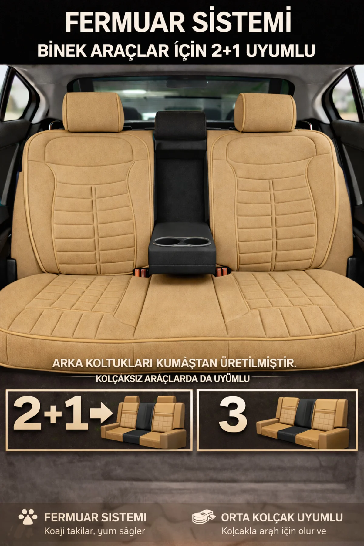Dacia Duster 2010 ve Sonrası Uyumlu Mira Serisi Taba 5'li Oto Koltuk Minderi