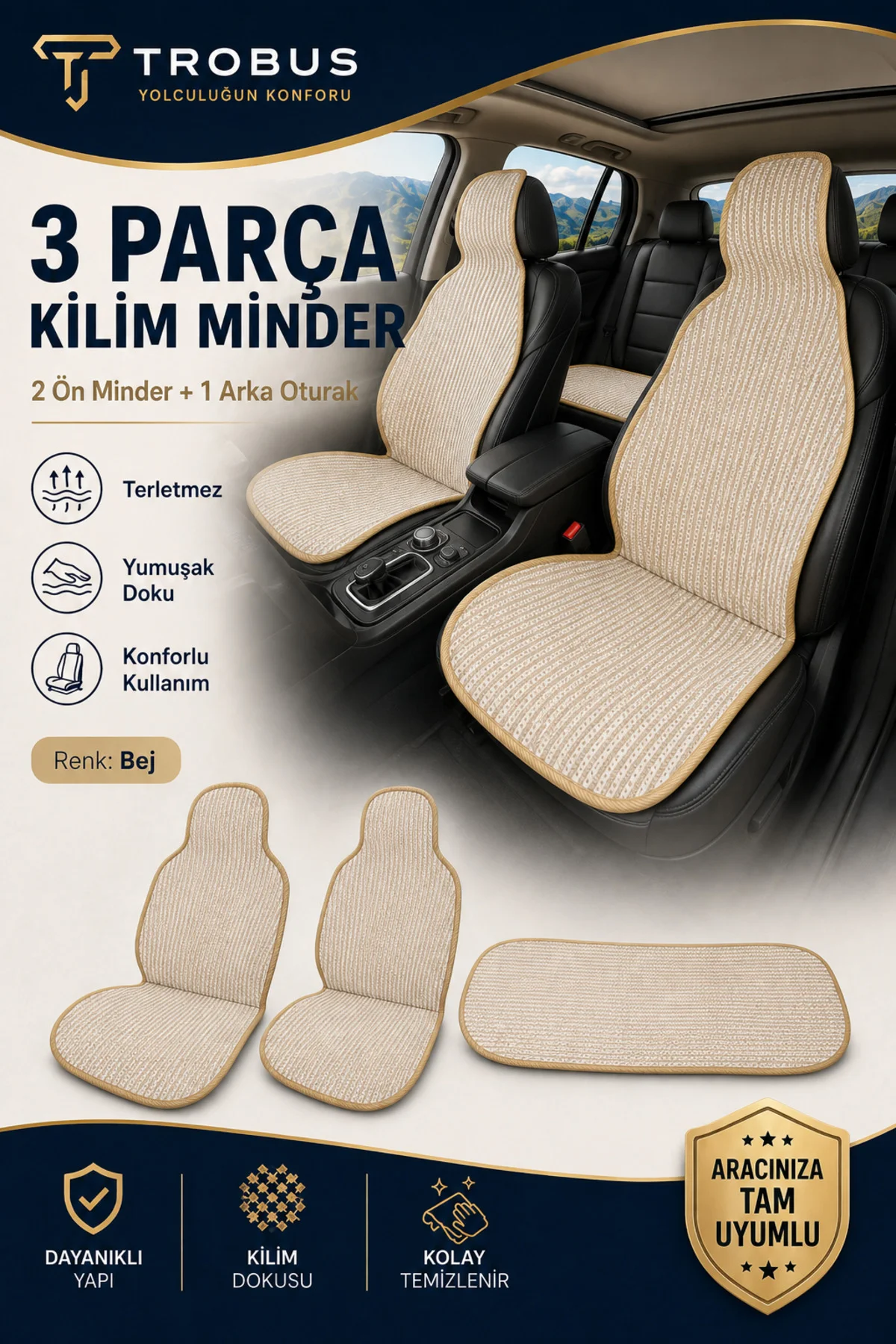 Dacia Duster 2013-2017 Örme 3 Parça Minder Terletmez Kaymaz Taban Bej Fiyatı, Yorumları ve Özellikleri