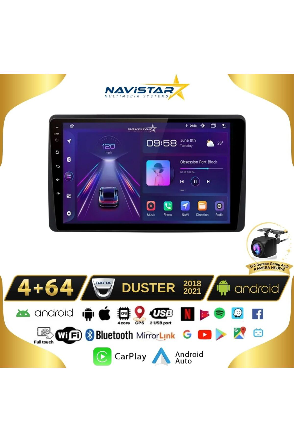 Dacia Duster 2018-2021 Model 4gb 64gb Android 13 Kablosuz Carplay Dacia Duster 2018-2021 Model 4gb 64gb Android 13 Kablosuz Carplay