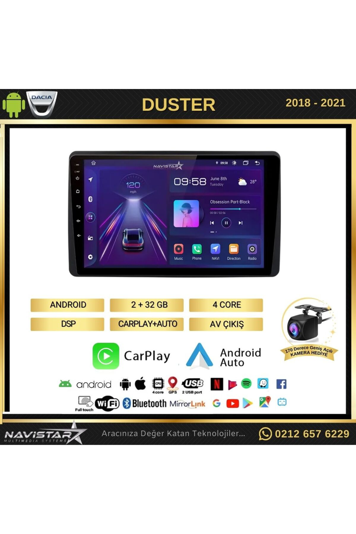 Dacia Duster 2018-2021 Model 2gb 64gb Android 13 Kablosuz Carplay Dacia Duster 2018-2021 Model 2gb 64gb Android 13 Kablosuz Carplay