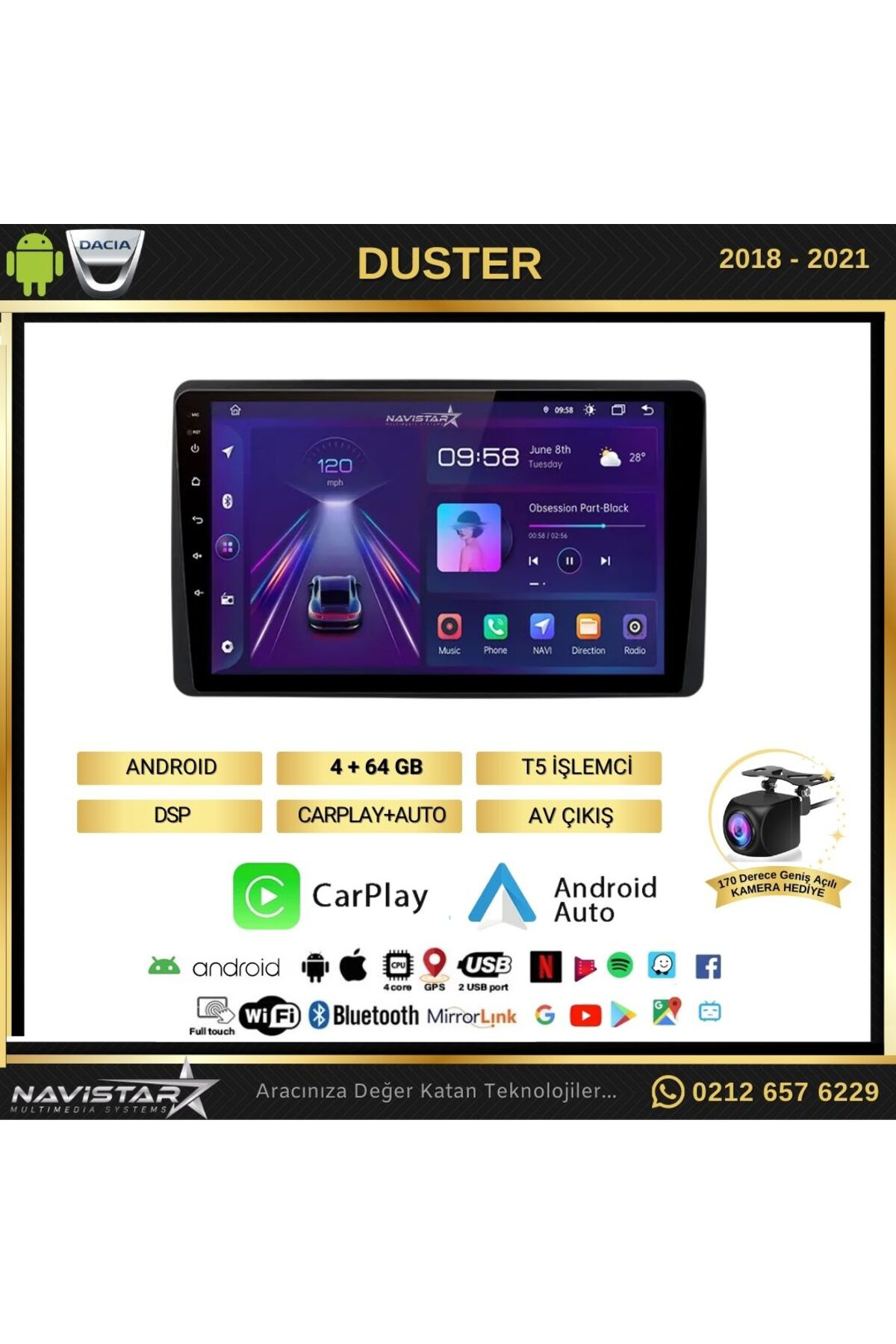 Dacia Duster 2018-2021 Model 4gb 64gb Android 13 Kablosuz Carplay Dacia Duster 2018-2021 Model 4gb 64gb Android 13 Kablosuz Carplay