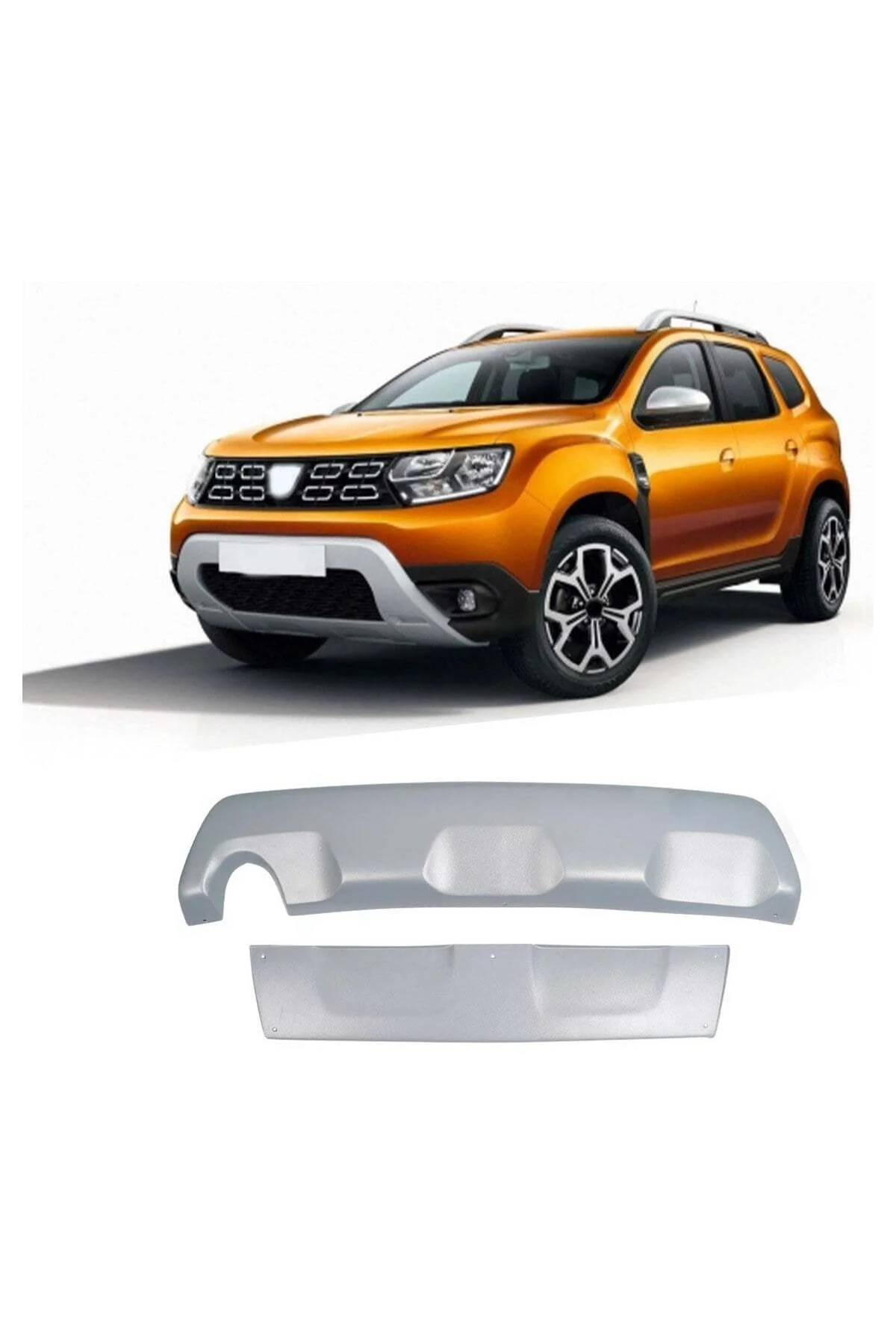 Dacia Duster 2018-2024 Park Sensörlü Uyumlu Ön ve Arka Difüzör Seti 2 Parça ABS Gri Dacia Duster 2018-2024 Park Sensörlü Uyumlu Ön ve Arka Difüzör Seti 2 Parça ABS Gri