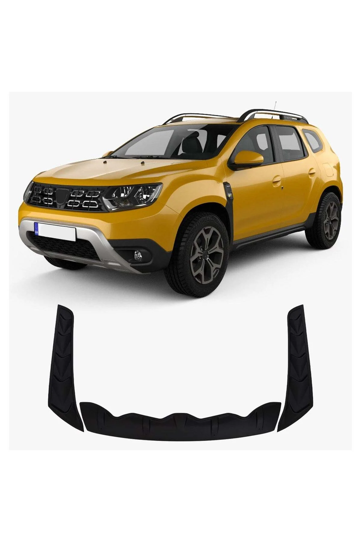 Dacia Duster 2018-2024 Uyumlu Dragon Pack Kaput Koruma 3 Parça ABS Mat Siyah - Görsel 3