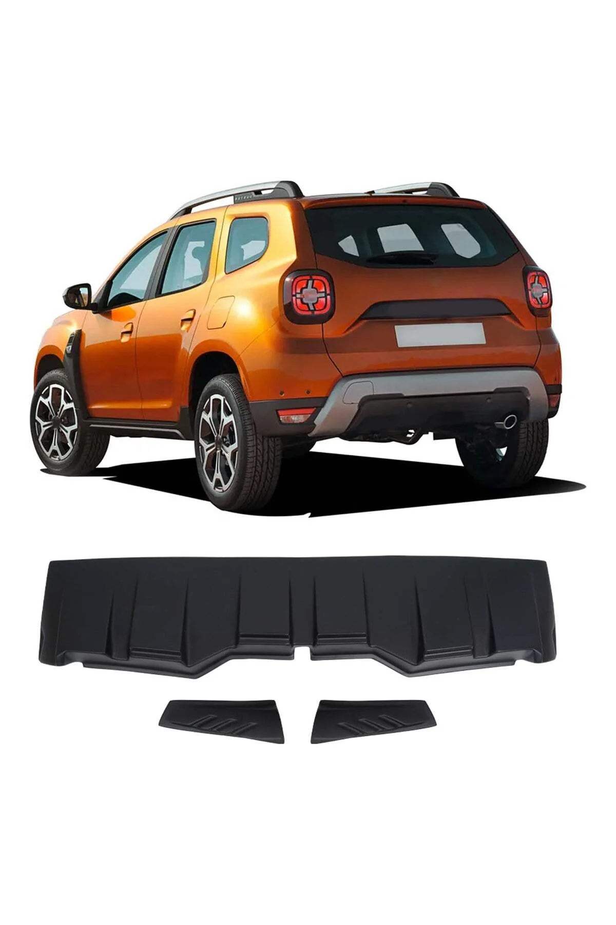 Dacia Duster 2018-2024 Uyumlu Yarasa Model Arka Cam Spoyleri 3 Parça ABS Mat Siyah - Görsel 2