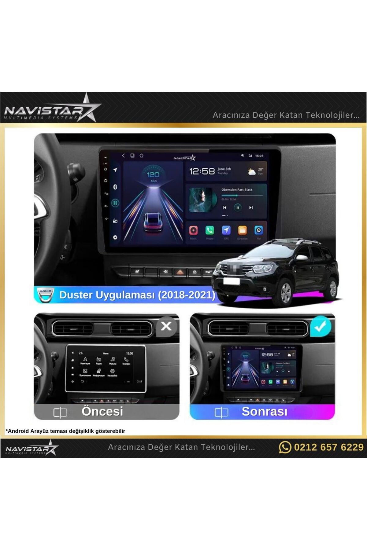 Dacia Duster 2018-2021 Model 2gb 64gb Android 13 Kablosuz Carplay Dacia Duster 2018-2021 Model 2gb 64gb Android 13 Kablosuz Carplay