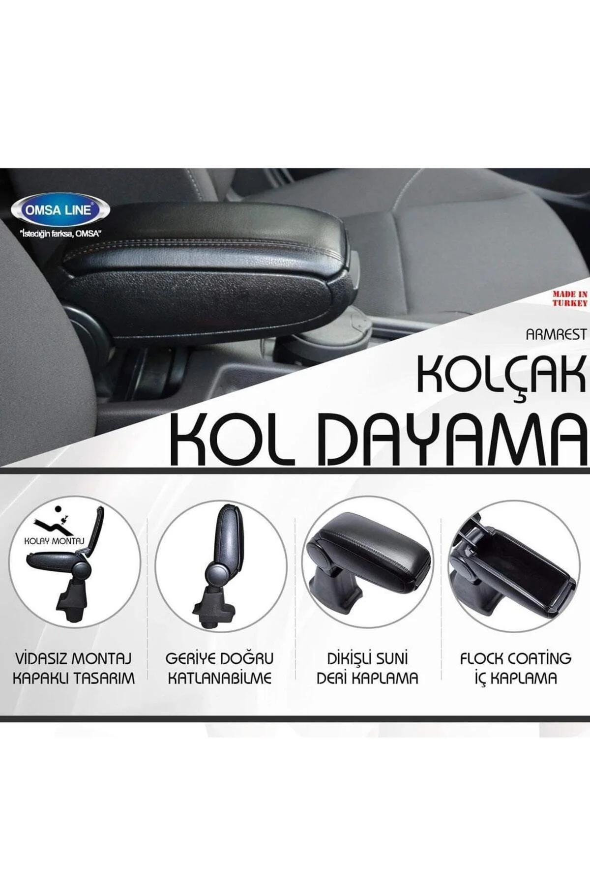Dacia Duster (2018+) - Kol Dayama - Siyah - (ABS + Deri)