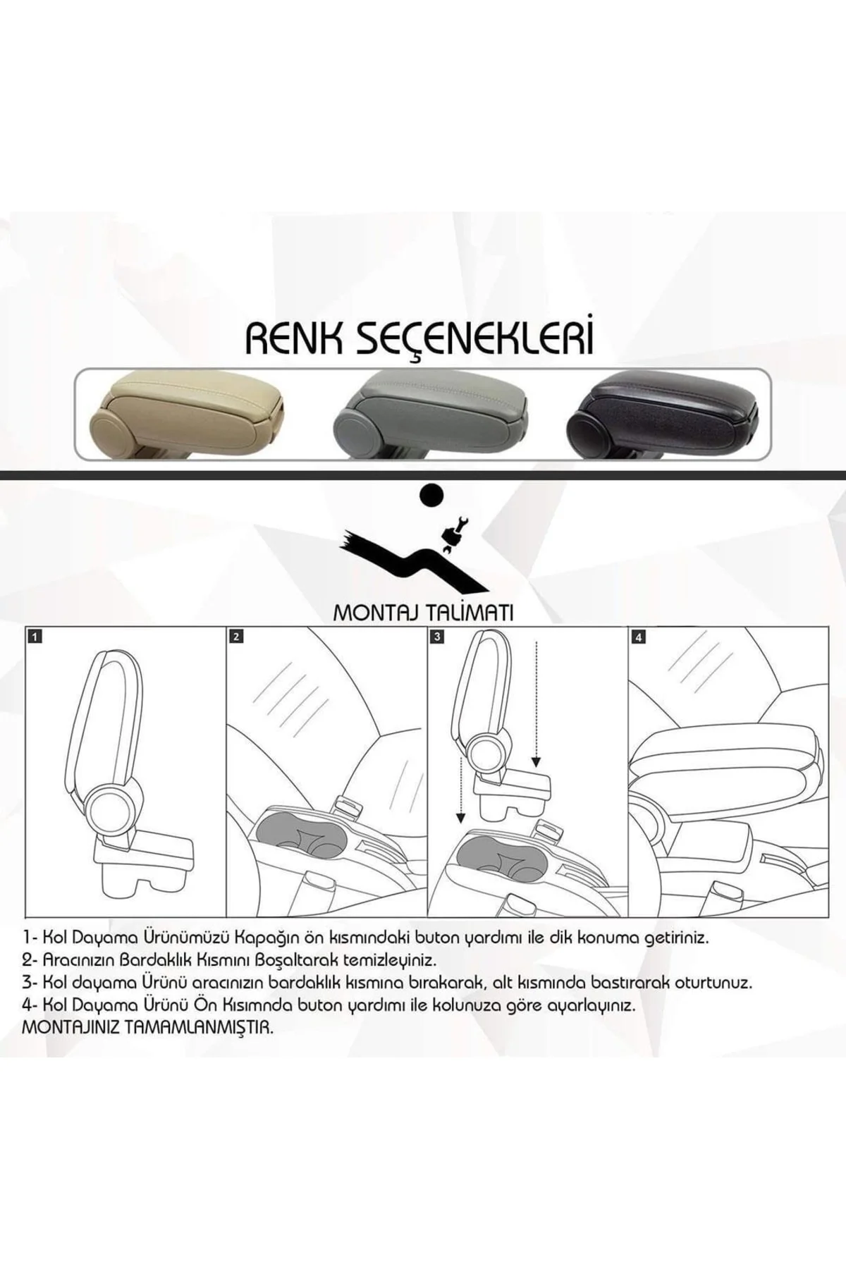 Dacia Duster (2018+) - Kol Dayama - Siyah - (ABS + Deri)