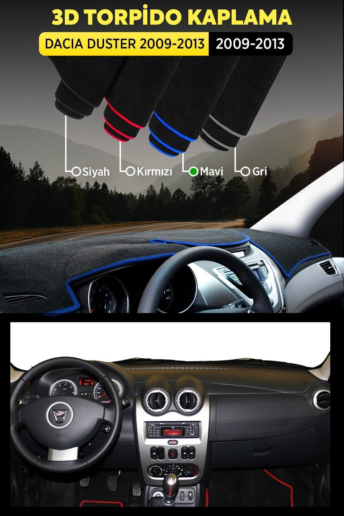 Dacia Duster 2009-2013 3d Torpido Koruma Kılıfı - Ön Göğüs Kaplam