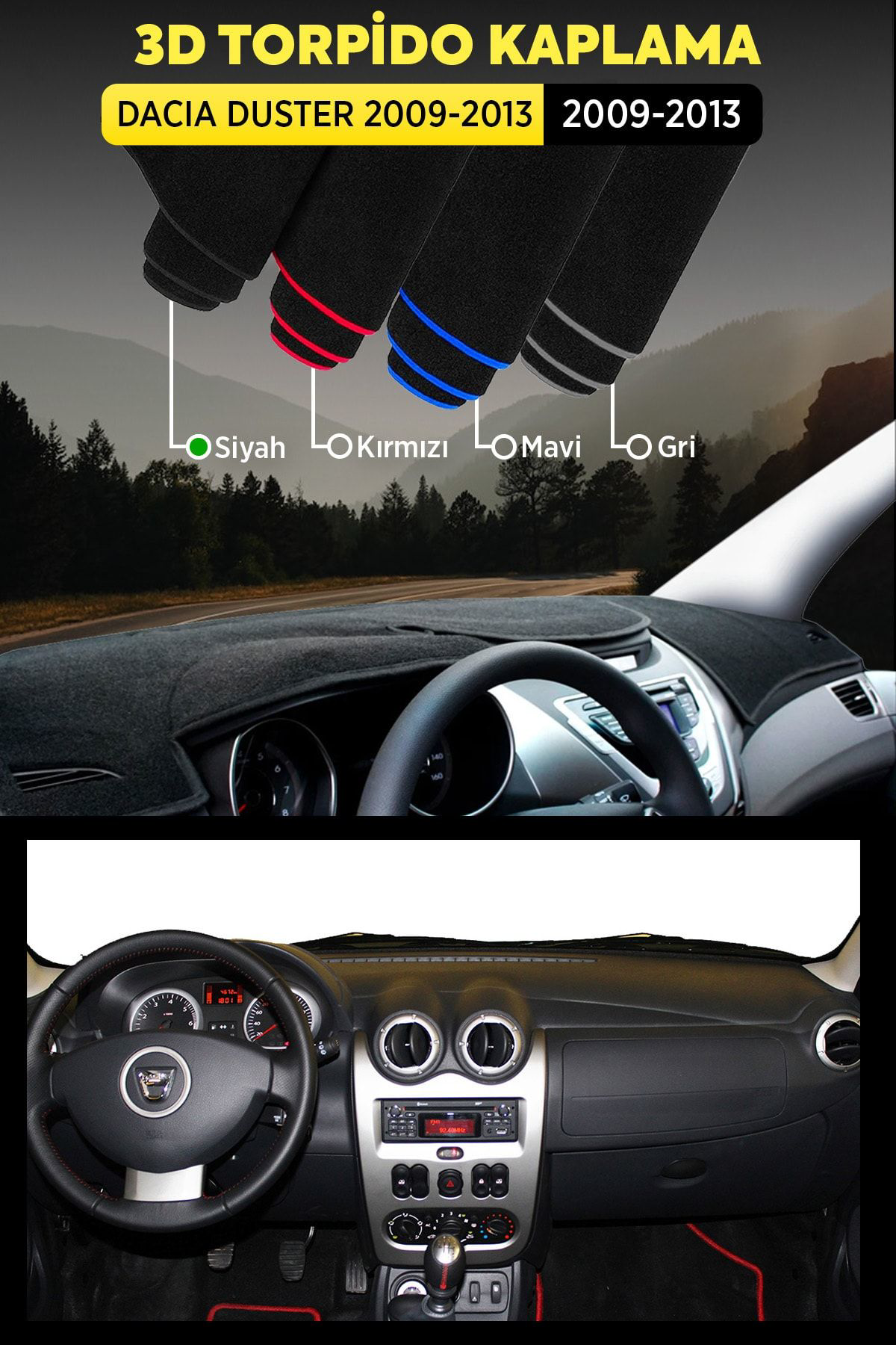 Dacia Duster 2009-2013 3d Torpido Koruma Kılıfı - Ön Göğüs Kaplam