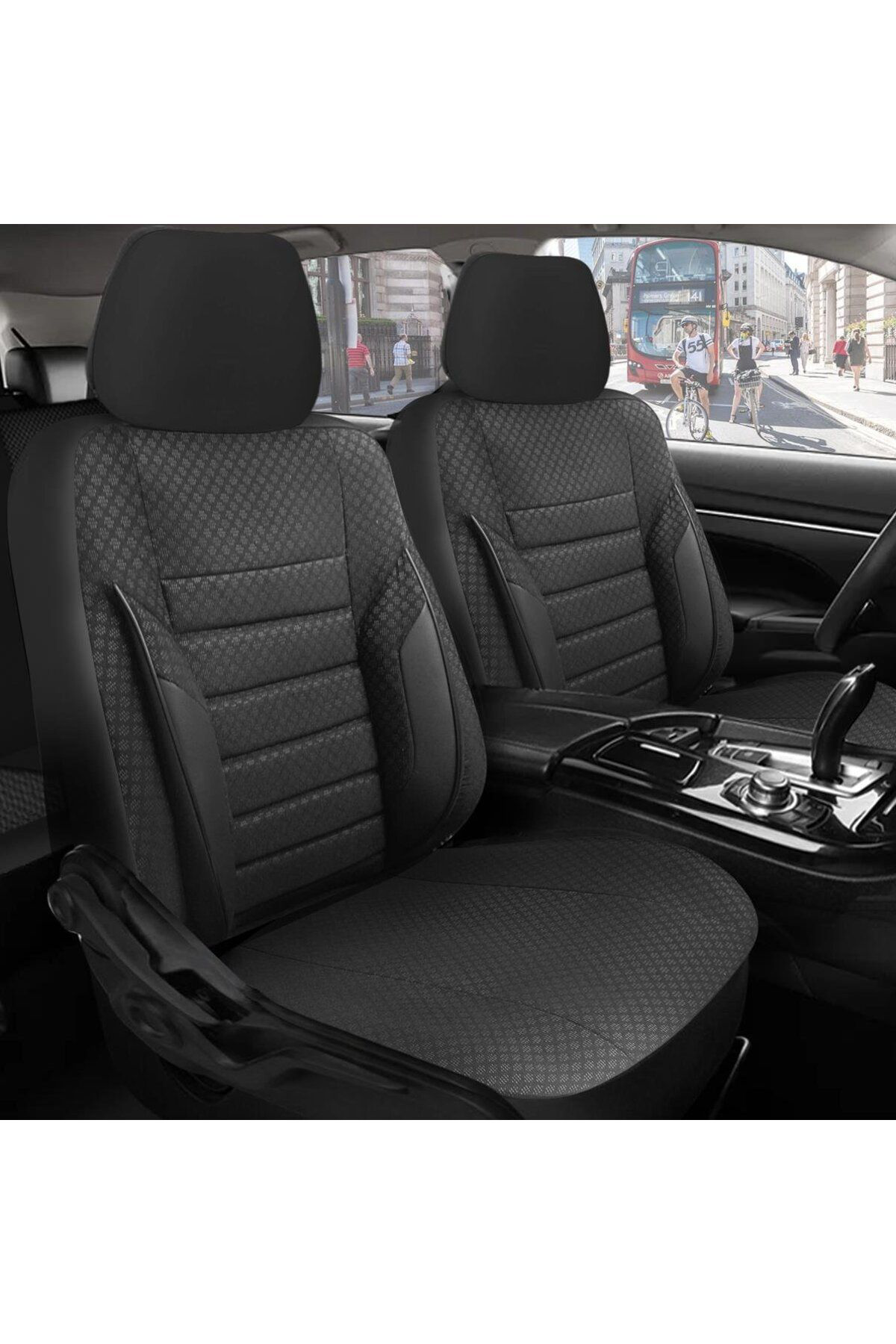 Nice Shop Dacia Duster 2018-Uyumlu Oto Koltuk Kilifi Eco Serisi - Siyah