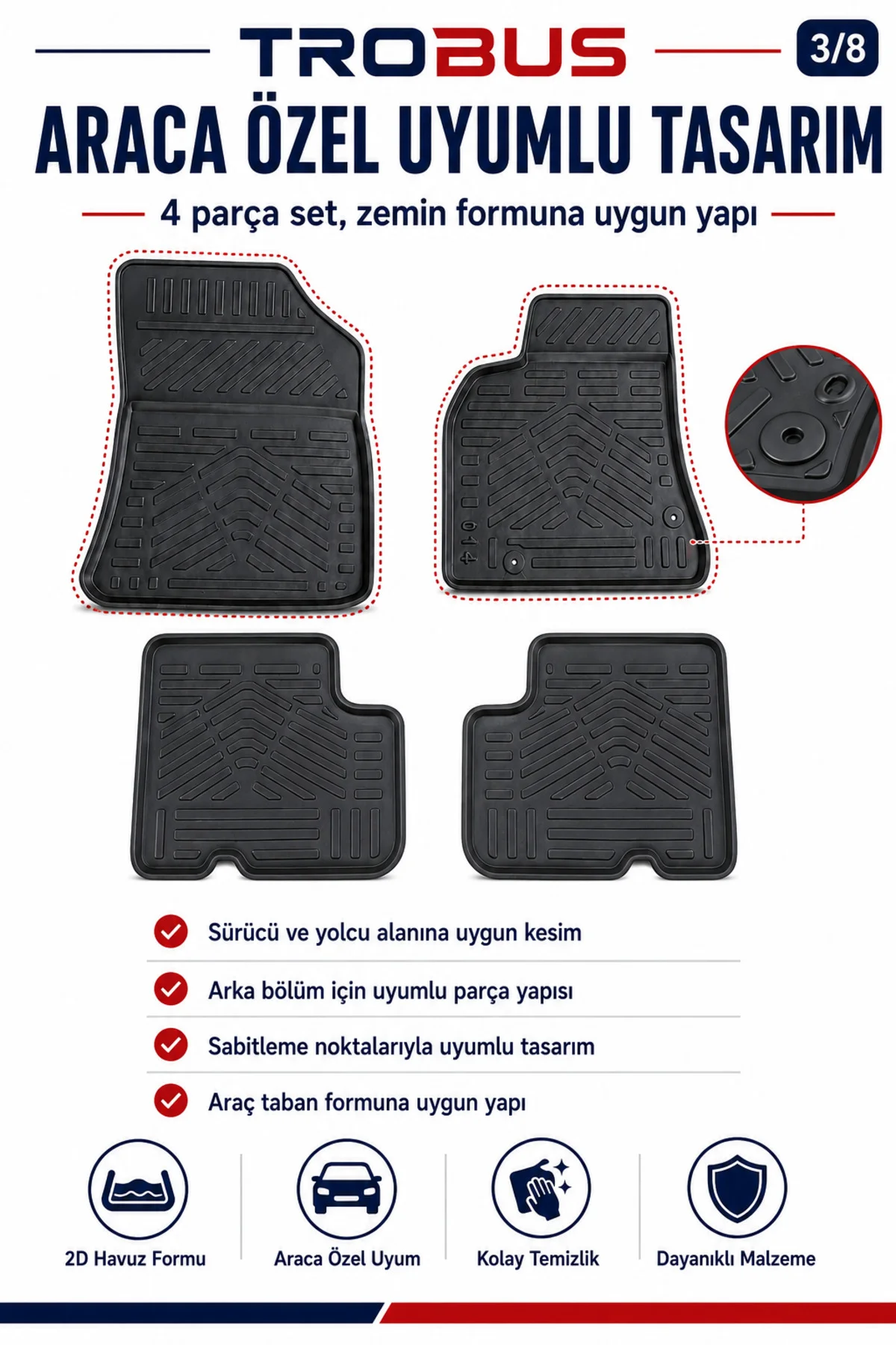 Dacia Duster 4x2 2009-2017 4 Parça 2D Paspas Fiyatı, Yorumları ve Özellikleri
