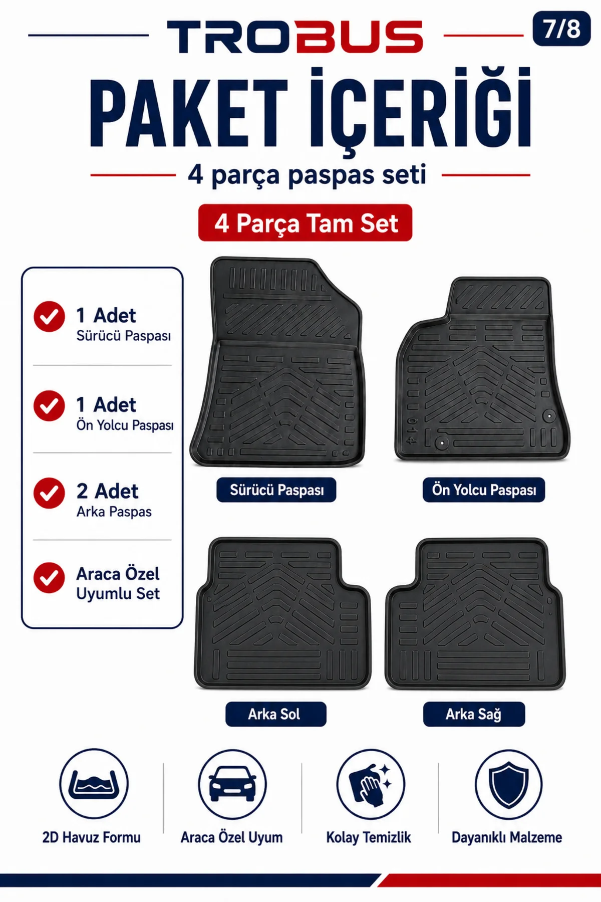 Dacia Duster 4x2 2009-2017 4 Parça 2D Paspas Fiyatı, Yorumları ve Özellikleri