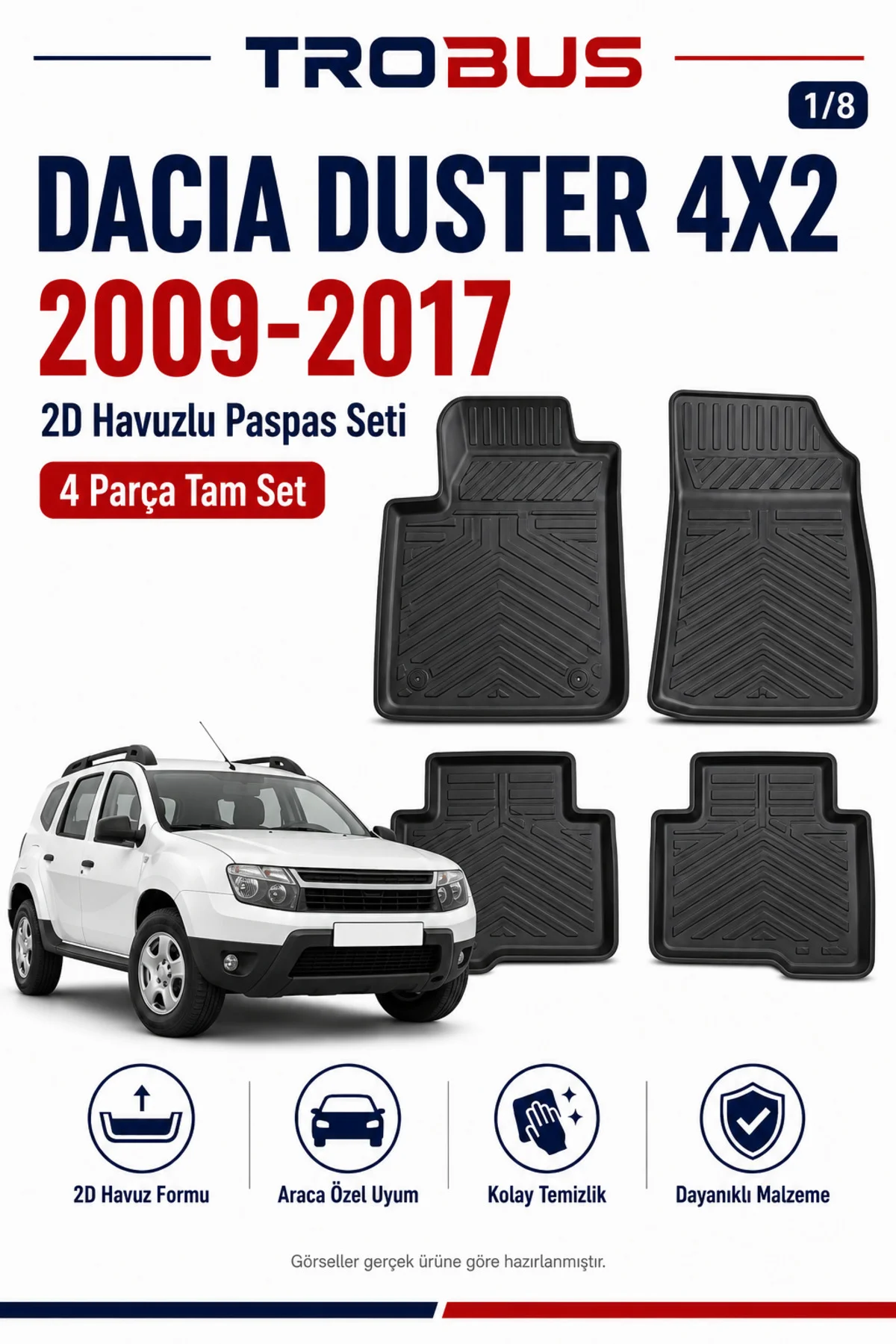 Dacia Duster 4x2 2009-2017 4 Parça 2D Paspas Fiyatı, Yorumları ve Özellikleri