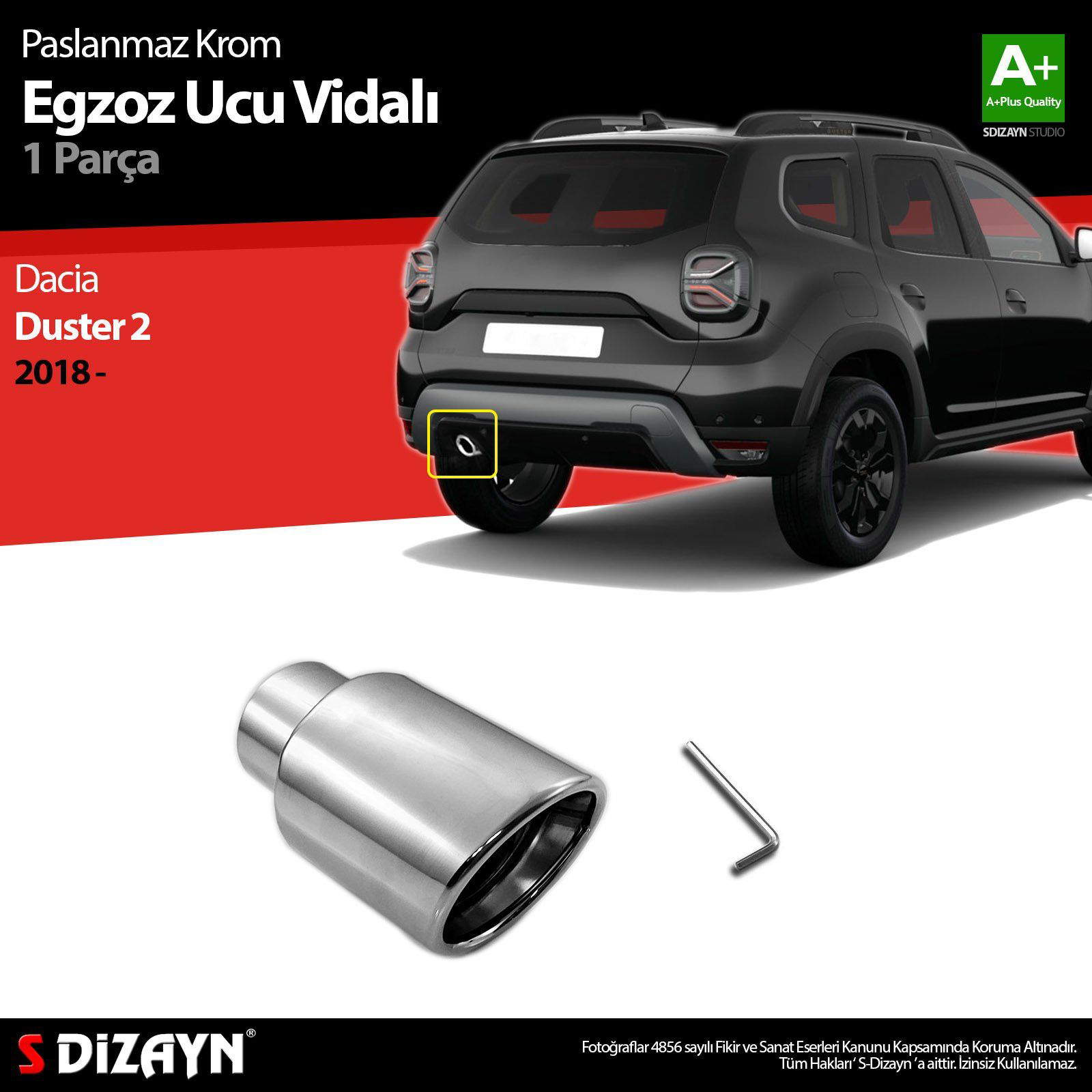 Dacia Duster Uyumlu 2 Krom Egzoz Ucu Vidalı 2018 Ve Üzeri Parça Dacia Duster Uyumlu 2 Krom Egzoz Ucu Vidalı 2018 Ve Üzeri Parça
