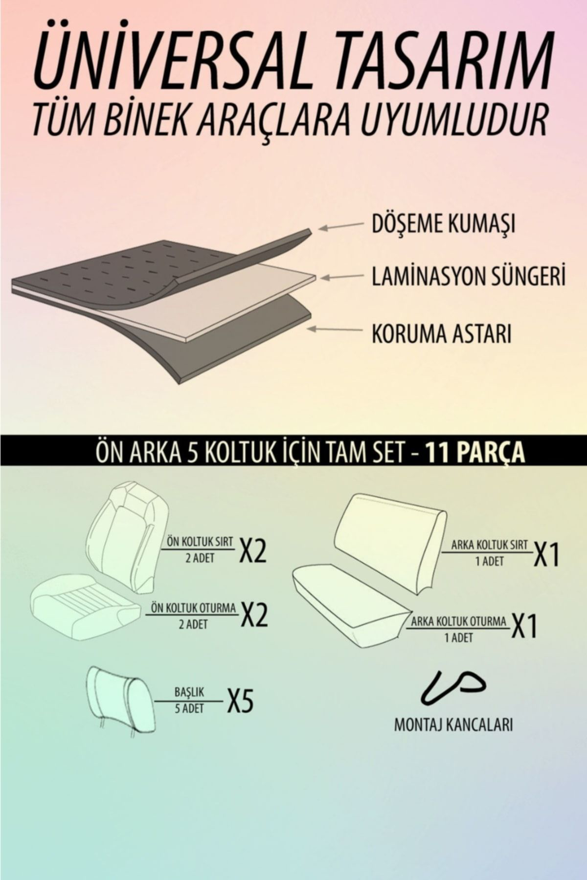 Dacia Duster Uyumlu Koltuk Kılıfı Genesa Serisi - Kırmızı