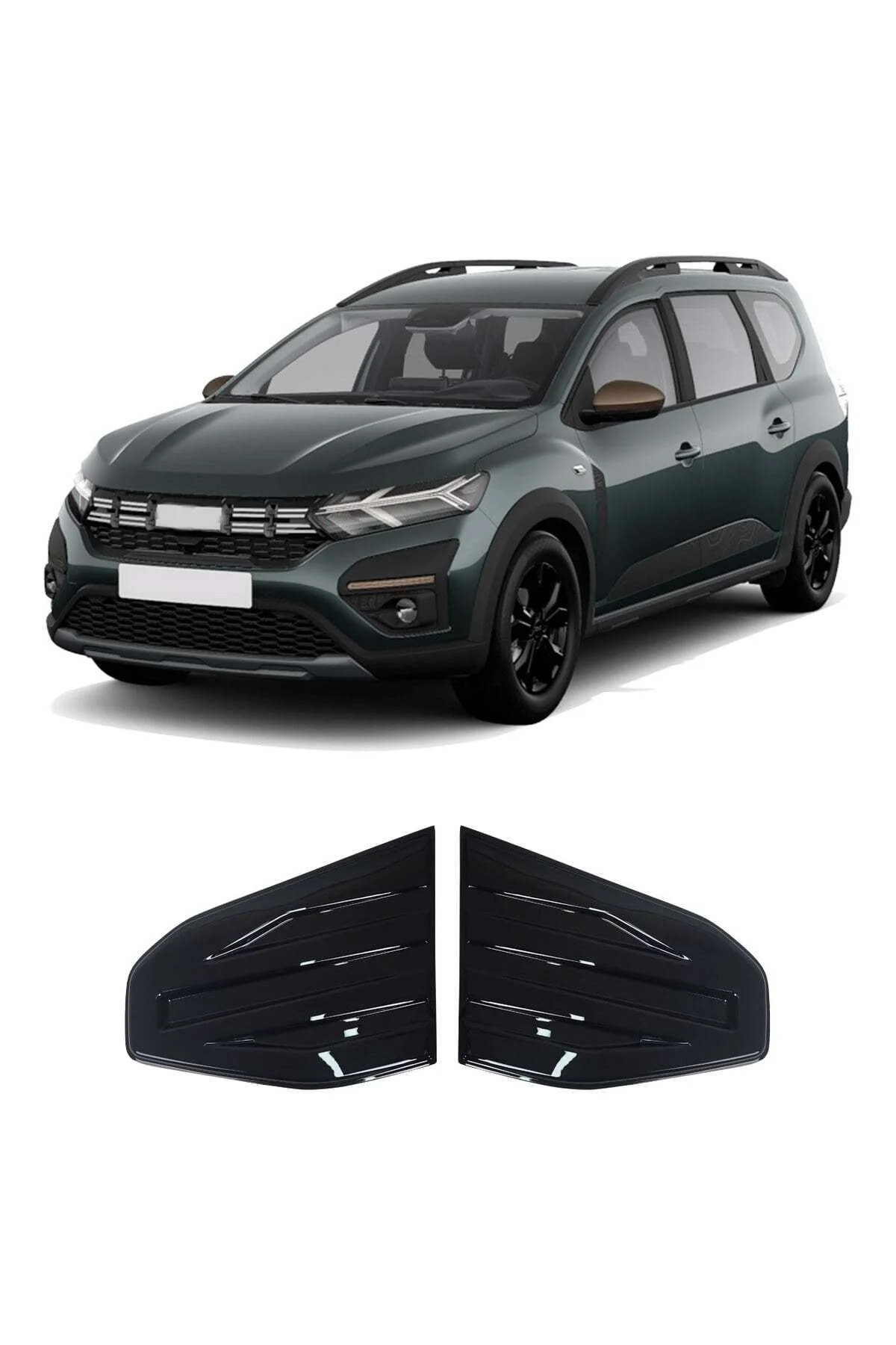 Dacia Jogger 2021 ve Sonrası Uyumlu Arka Yan Cam Kelebek Kaplaması ABS Siyah - Görsel 2