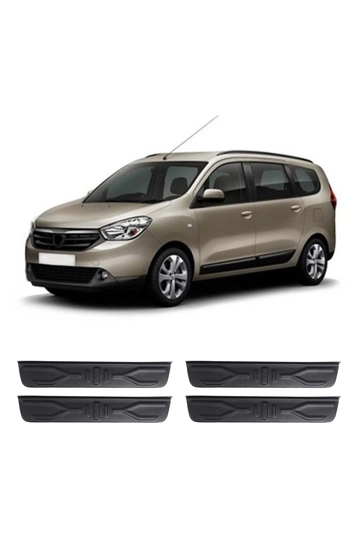 Dacia Lodgy 2013 ve Sonrası Uyumlu Kapı Eşiği Koruma ABS 4 Parça Parlak Siyah - Görsel 2