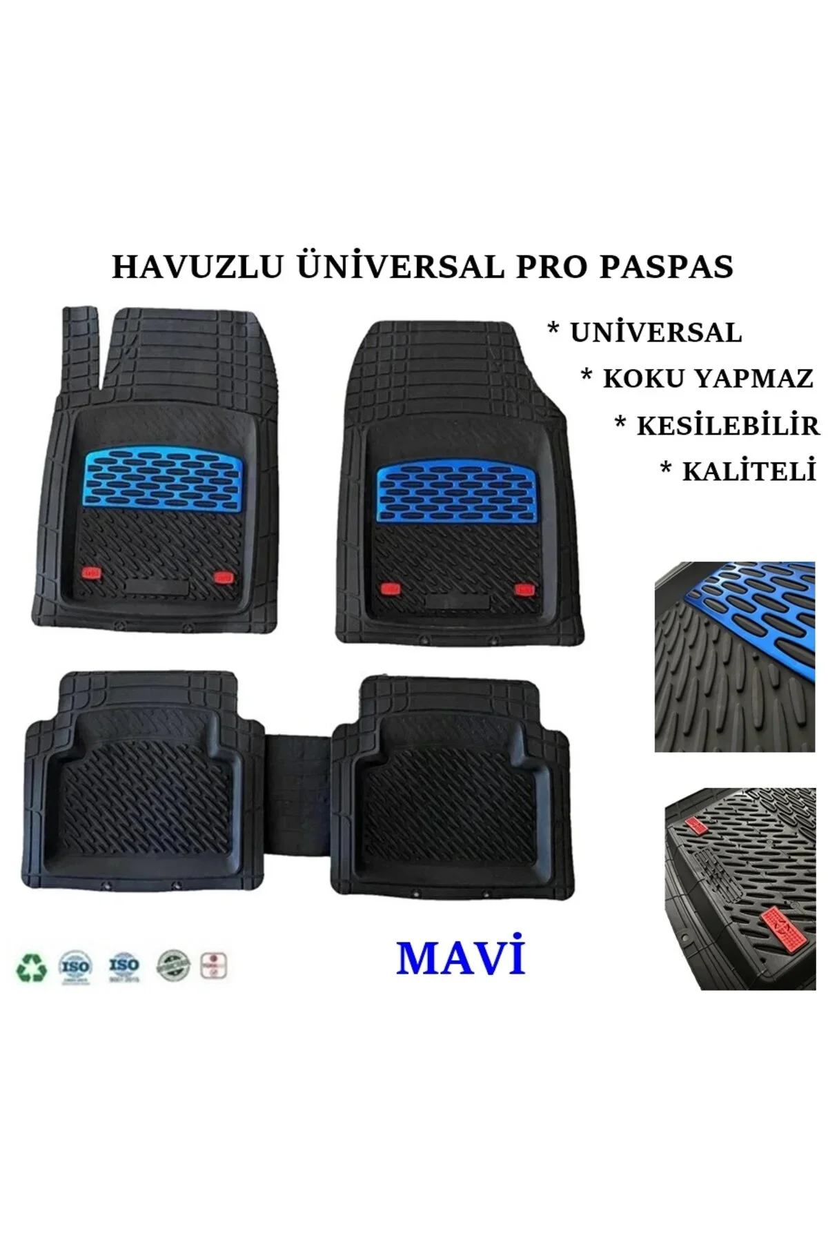 Dacia Lodgy 2019 UYUMLU HAVUZLU ÜNIVERSAL MAXİ PASPAS MAVİ - SİYAH