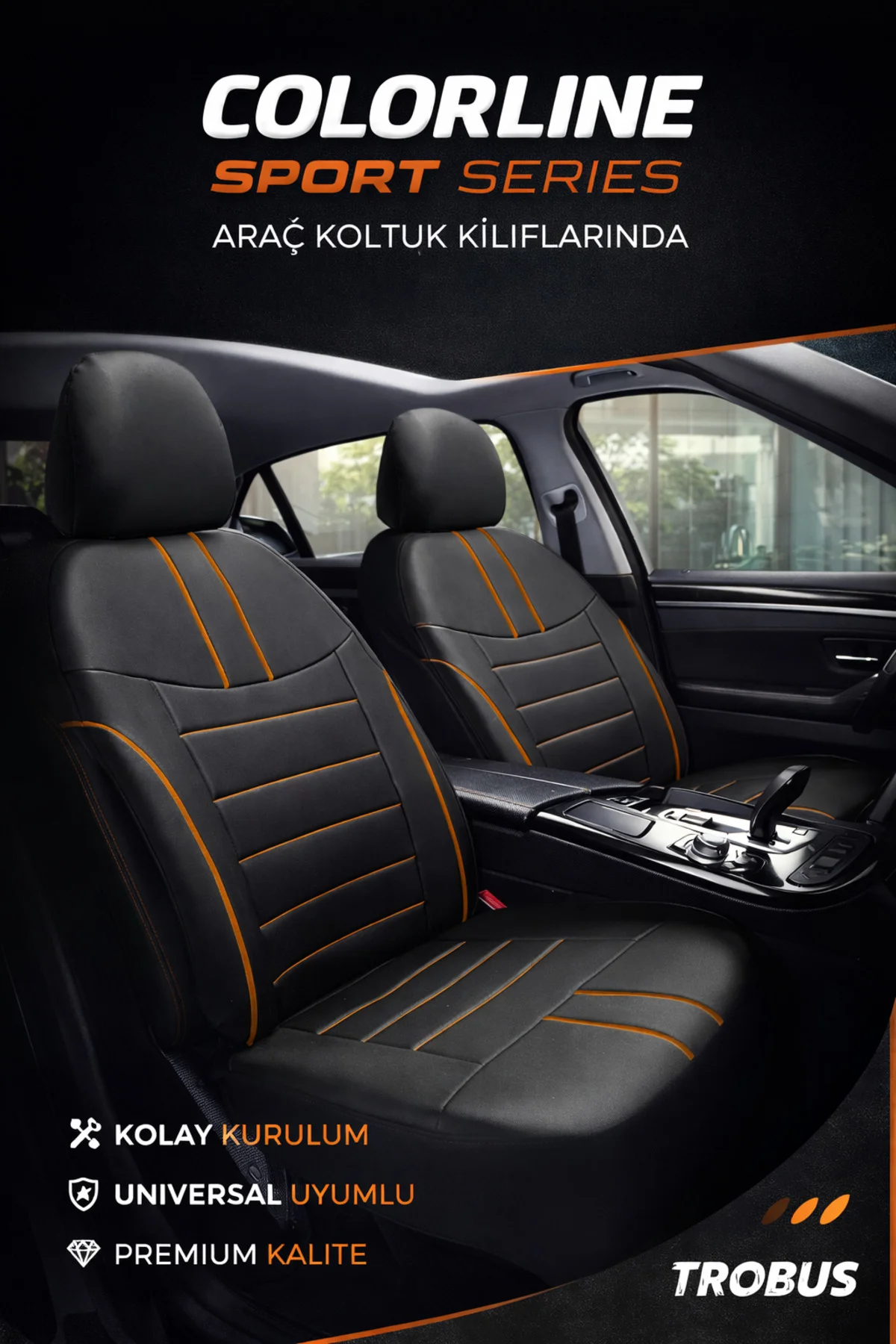 Dacia Logan 2004 ve Sonrası Uyumlu Colorline Sport Deri Siyah Koltuk Kılıfı
