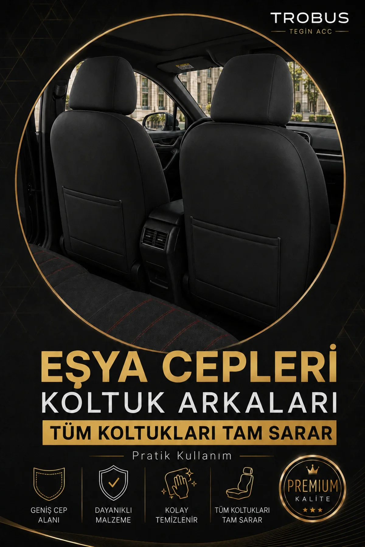 Dacia Logan 2007-2012 Uyumlu Başak Serisi Tay Tüyü 2+1 Ticari Siyah Kırmızı Oto Koltuk Kılıfı - Görsel 4