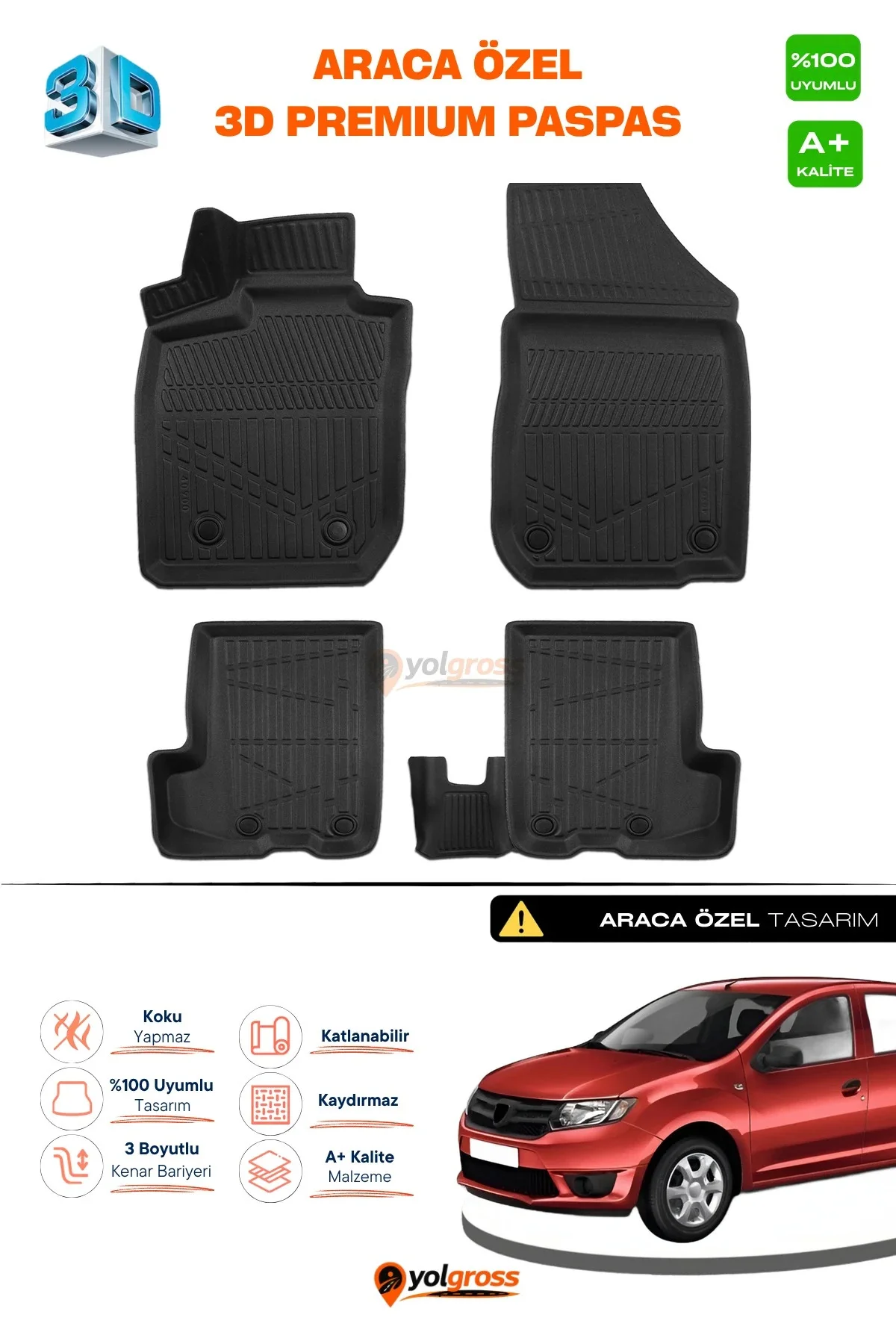 Dacia Logan 3D Pro Havuzlu Paspas 2013-2021 A+ Kalite