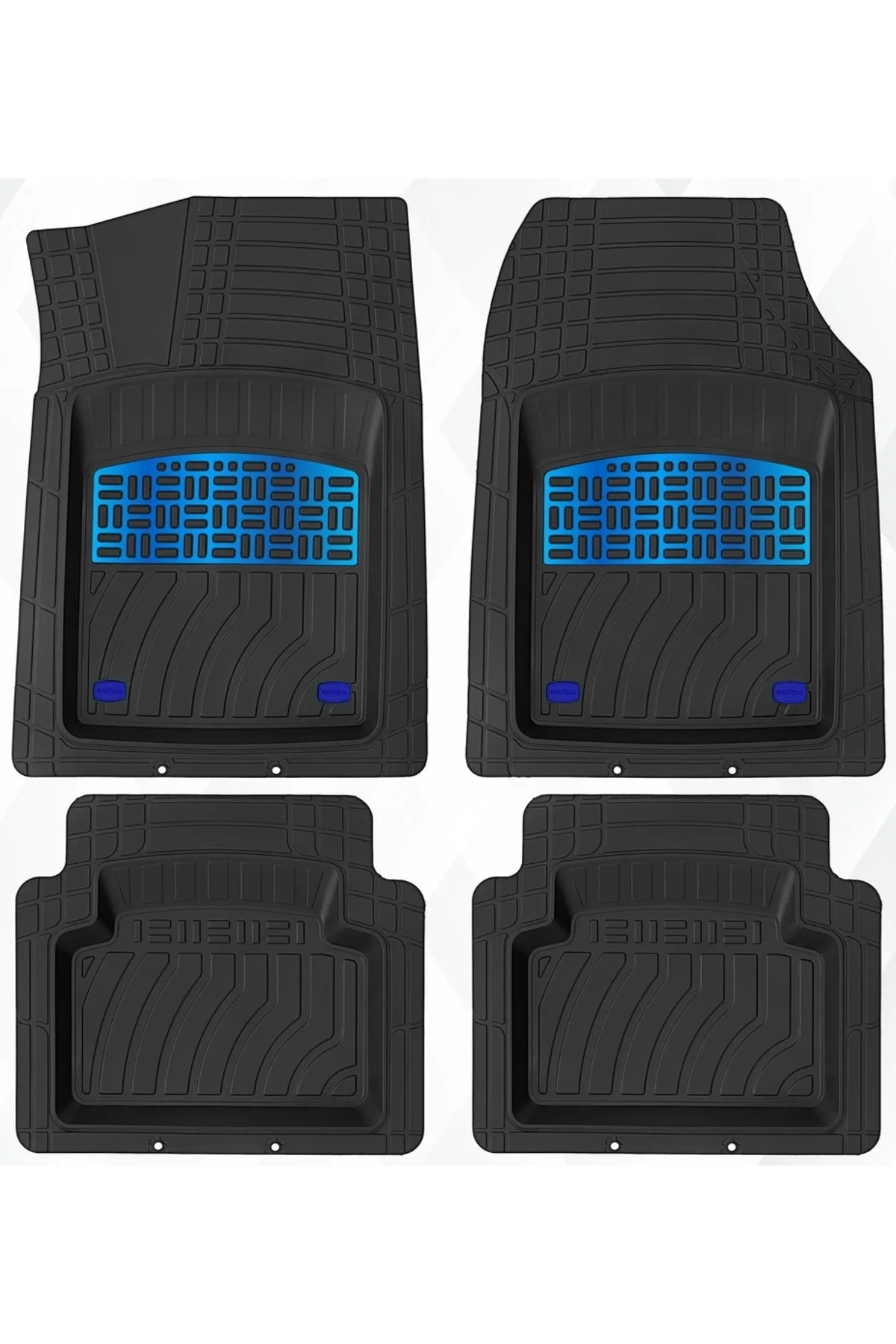 Dacia Logan MCV 2007 Uyumlu 4 Cm Derin Havuzlu 3D Universal Oto Paspas Siyah-Mavi