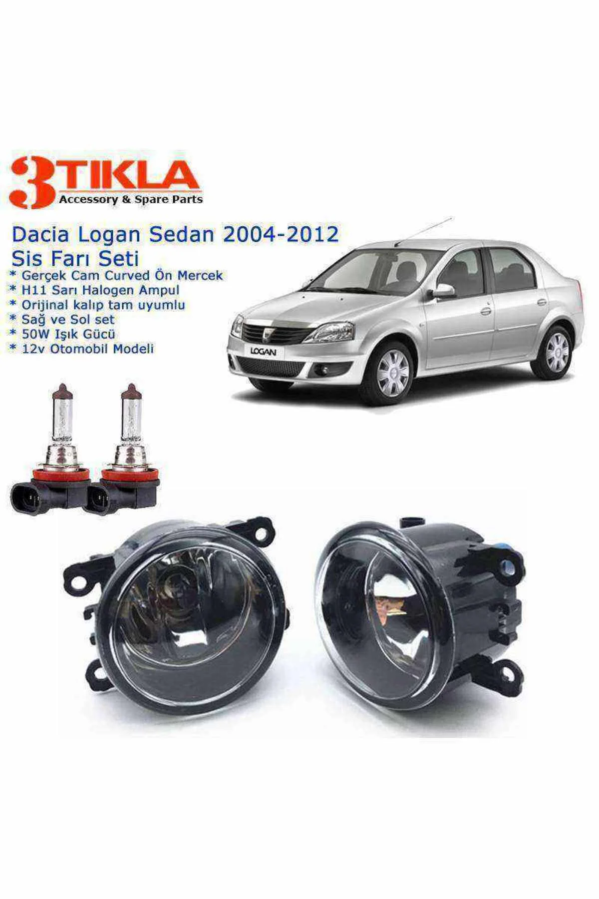 Dacia Logan Sedan 2011 Sis Farı Set  Oem:  8200074008