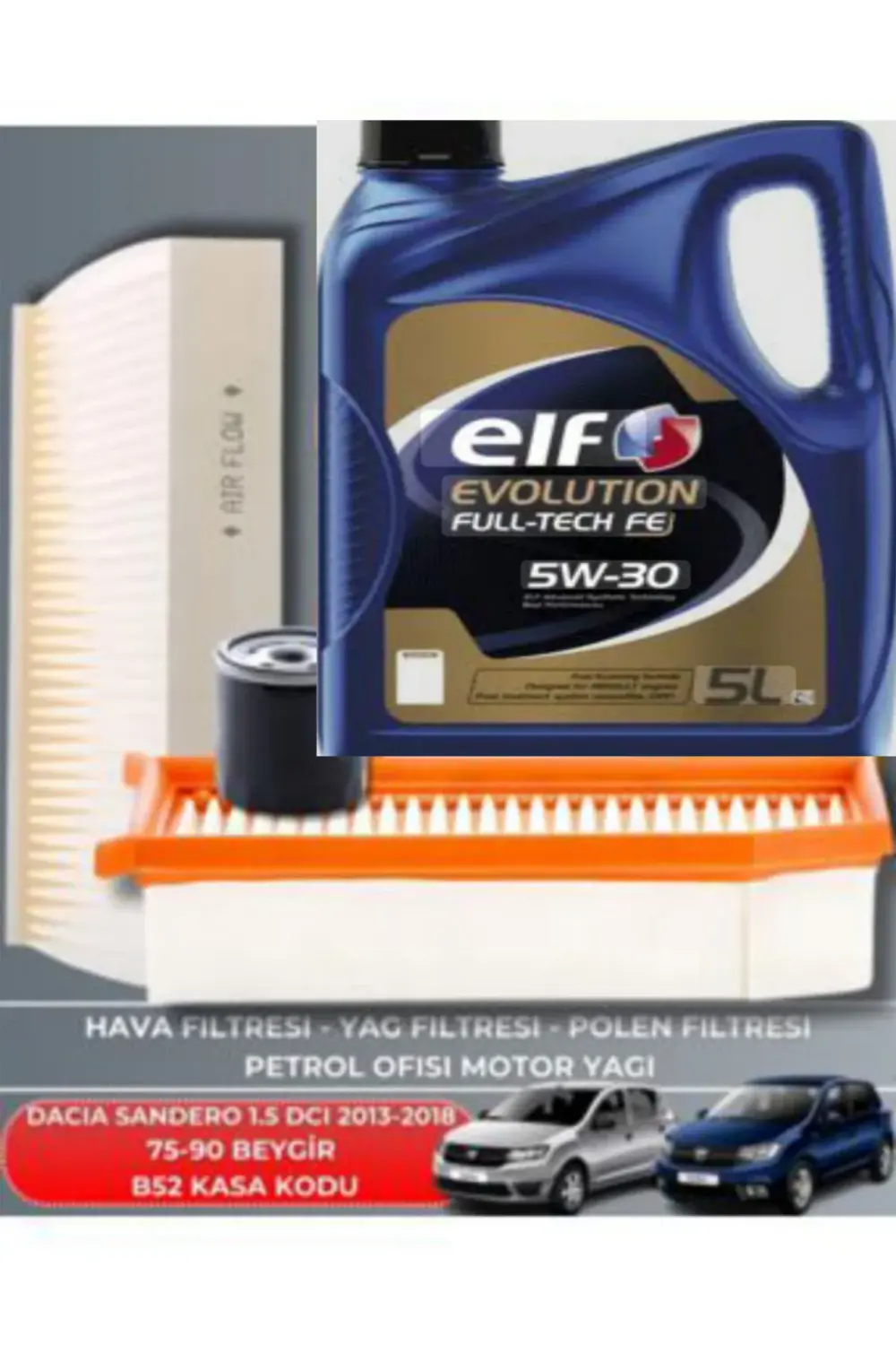 DACİA SANDERO 1.5 DCI 2013,2018+ELF 5W-30 5LT