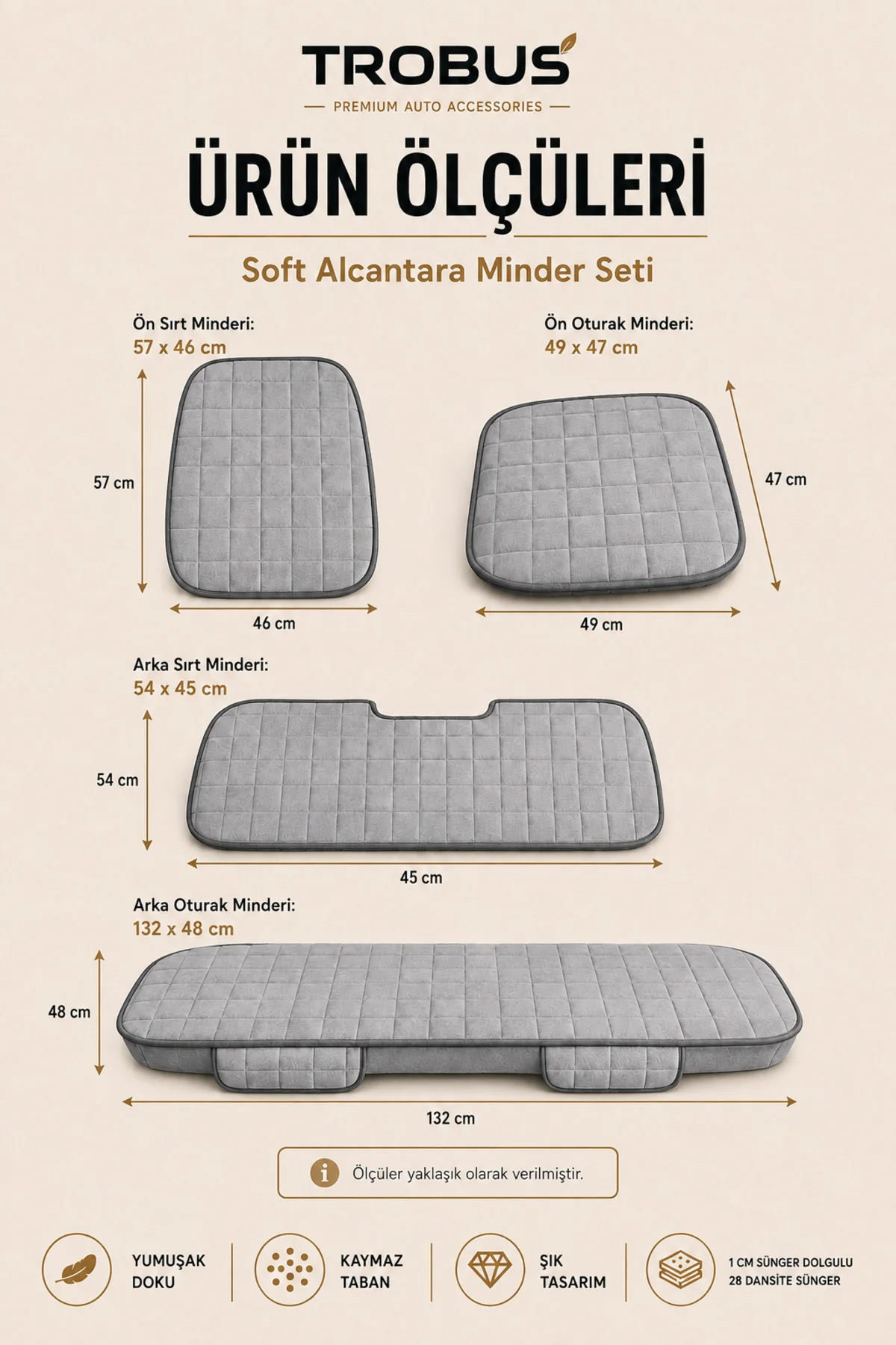 Dacia Sandero 2007-2012 Soft Alcantara 7'li Oto Koltuk Minderi Gri Fiyatı, Yorumları ve Özellikleri