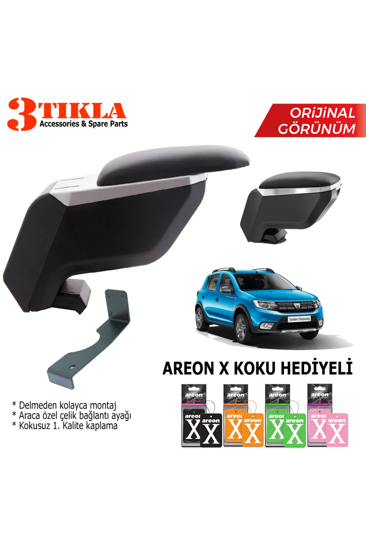 Dacia Sandero 2008-2021 Araca Özel Delmesiz Çelik Ayaklı Gri-Siya